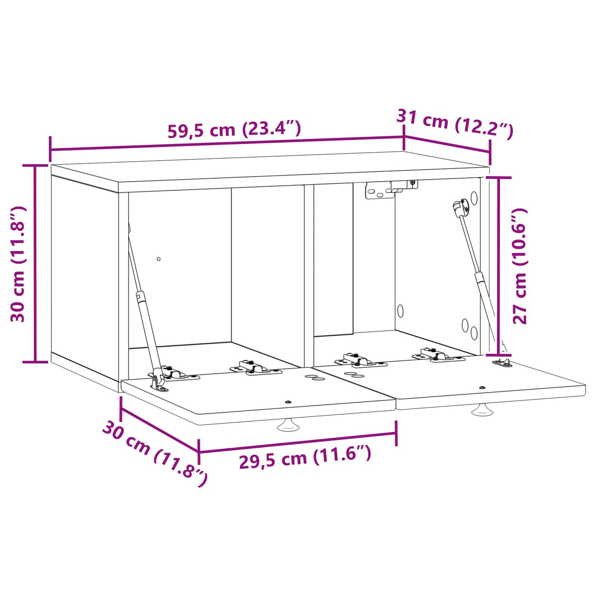 TV ormar za zid 59,5 x 31 x 30 cm Hrast artisan