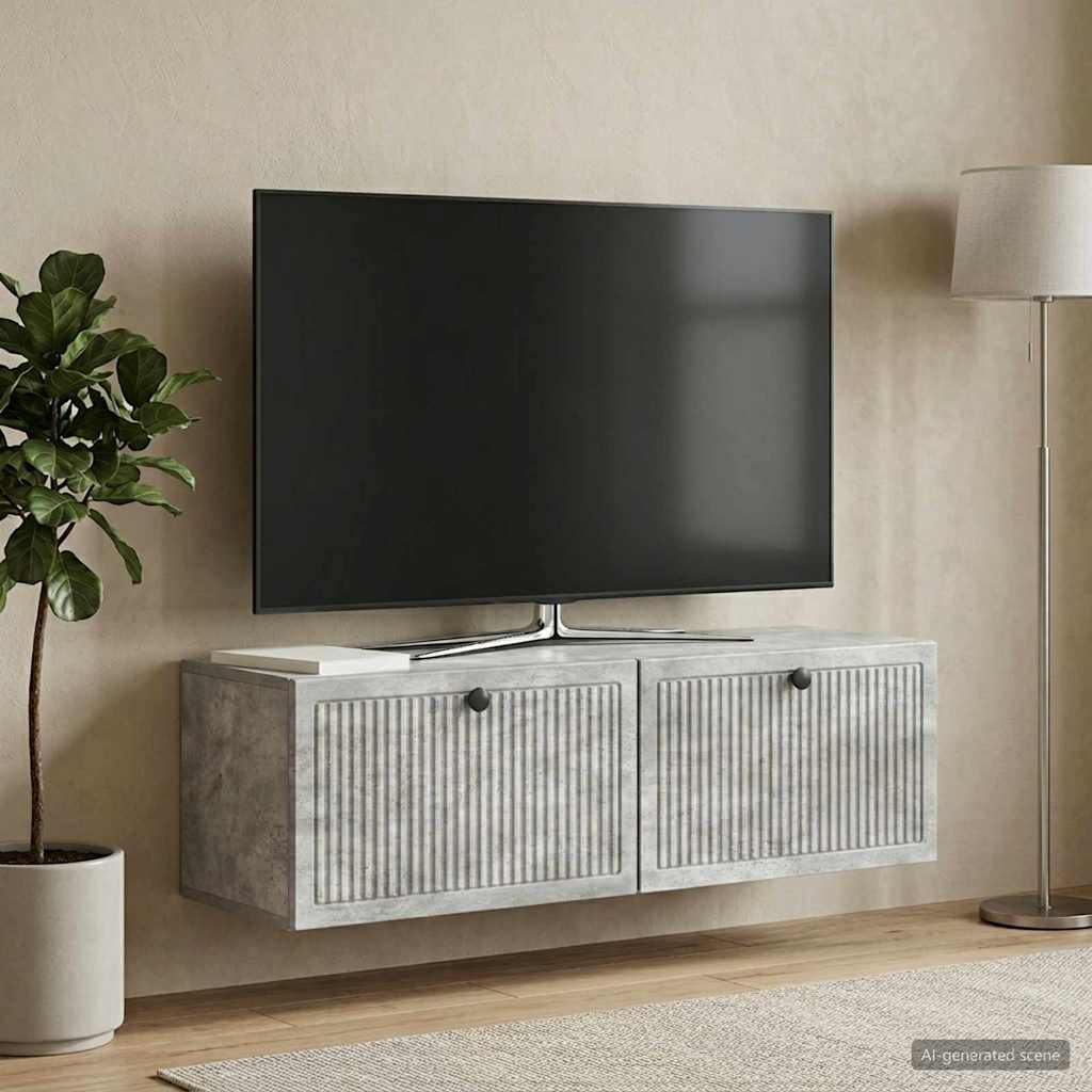 TV ormar za zid Betonska siva 98 x 31 x 30 cm Konstruirano drvo