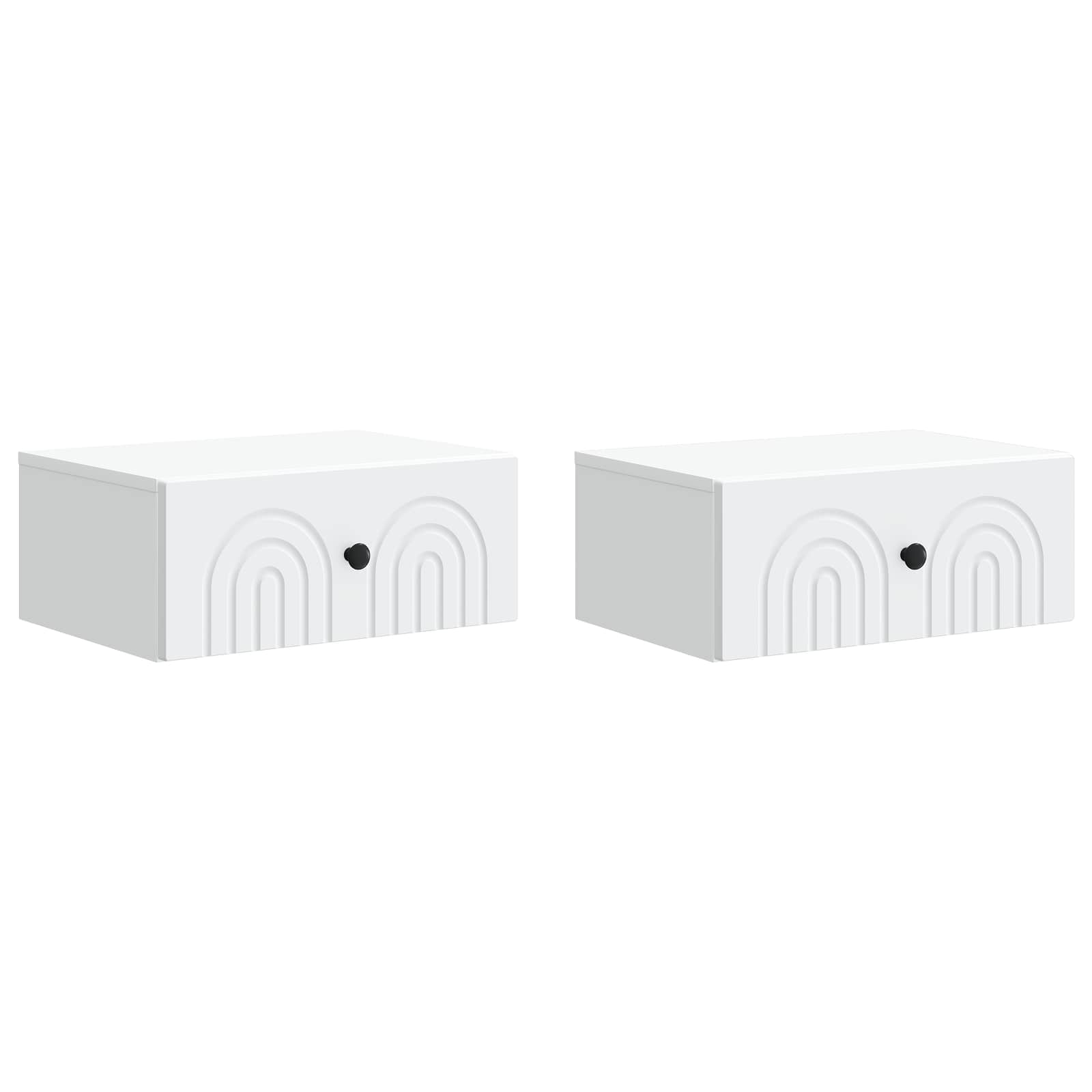 Noćni ormarić za montažu na zid 2 pcs Bijela 49 x 34,5 x 20 cm