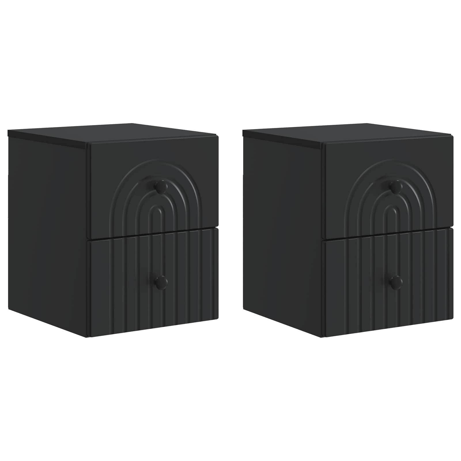 Noćni ormarić za montažu na zid 2 pcs Crna 33 x 34,5 x 40 cm