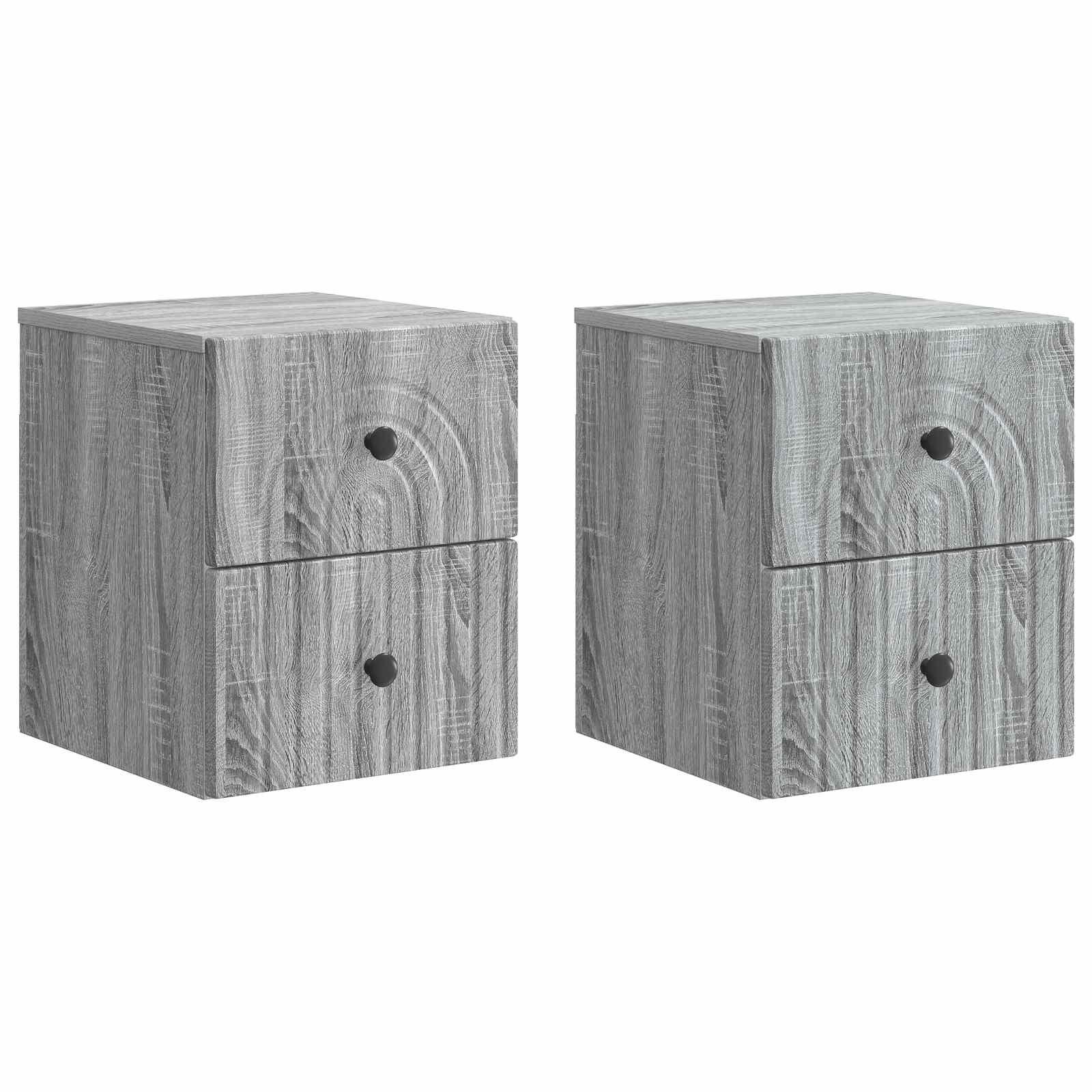 Noćni ormarić za montažu na zid s ladicama 2 pcs Siva sonoma