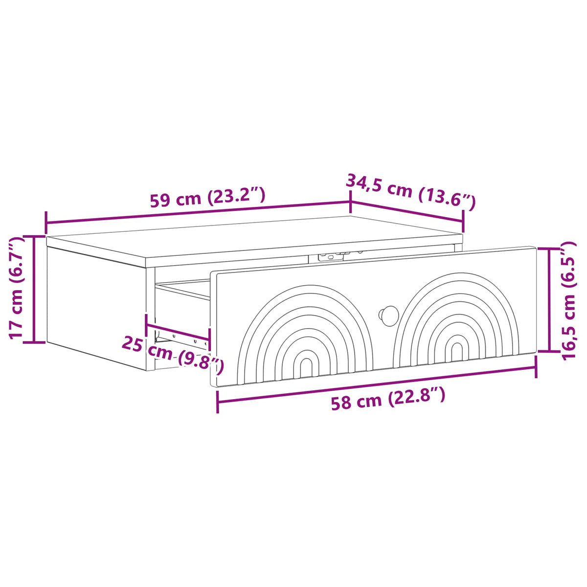 Stolna montirana na zid Crna 59 x 34,5 x 17 cm