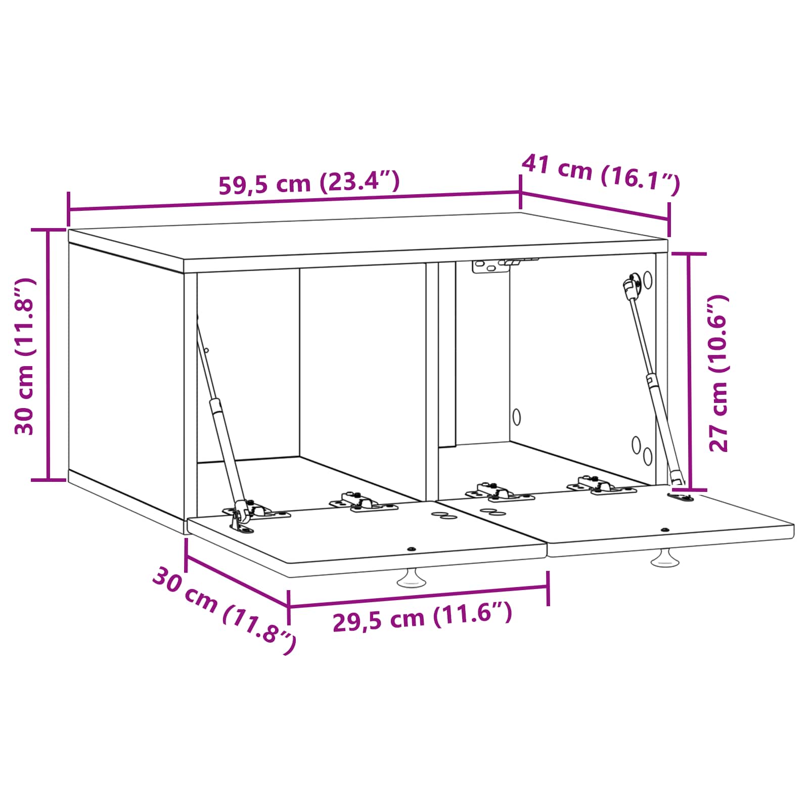 TV ormar za zid Zidne Crna 59,5 x 41 x 30 cm Konstruirano drvo