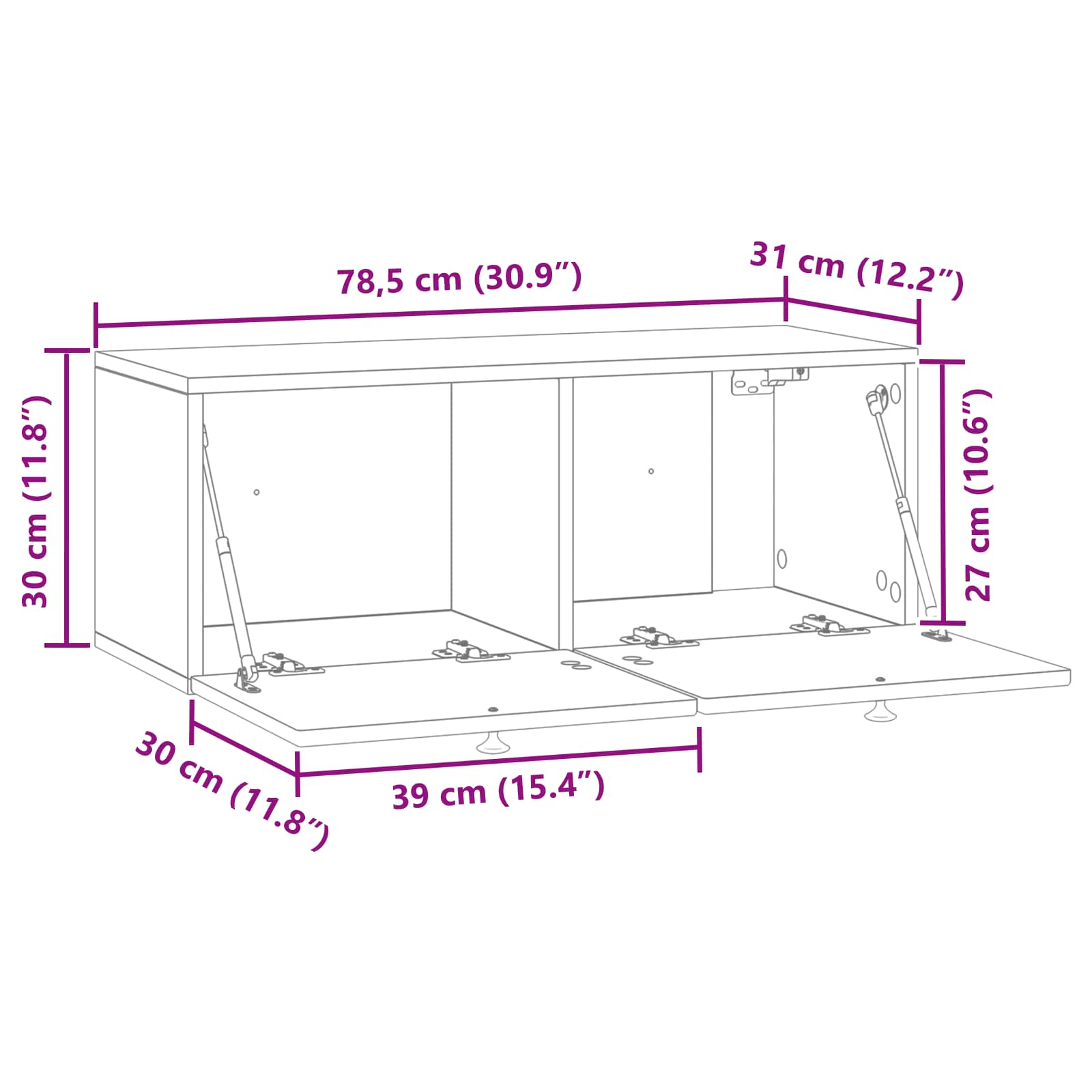 TV ormar za zid Bijela 78,5 x 31 x 30 cm Konstruirano drvo