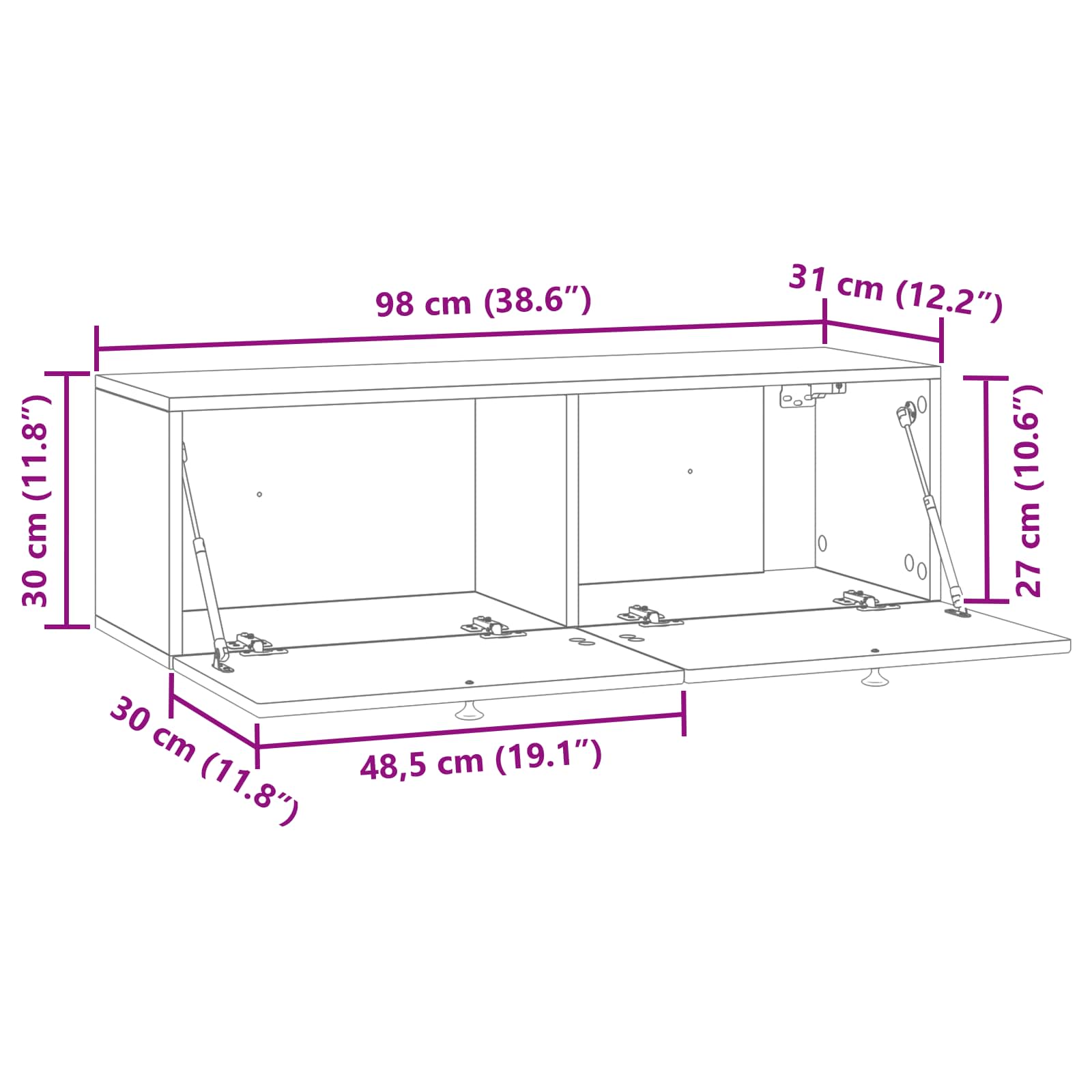 TV ormar za zid Hrast sonoma 98 x 31 x 30 cm Konstruirano drvo
