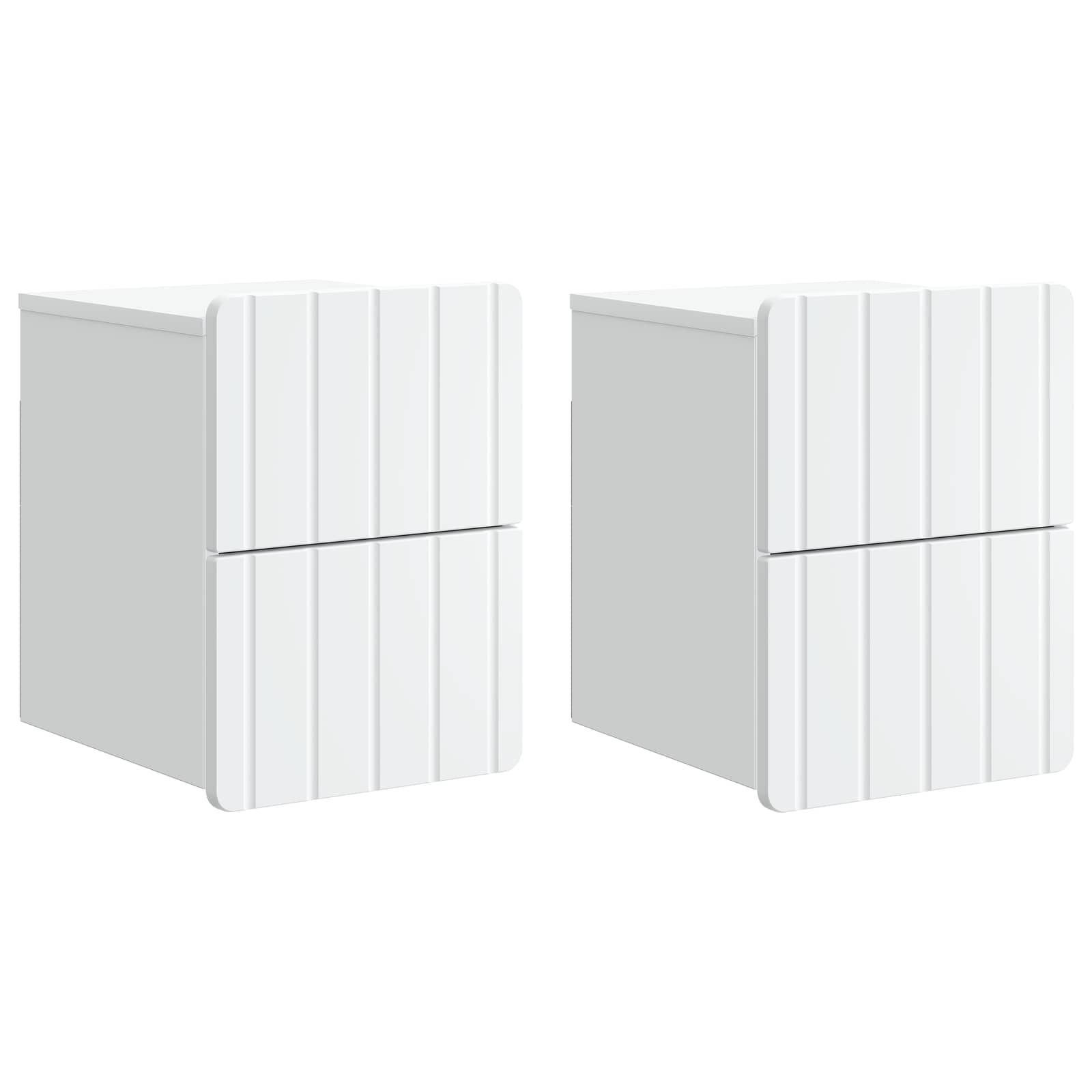 Noćni ormarić za montažu na zid 2 pcs Bijela 33 x 34,5 x 43 cm