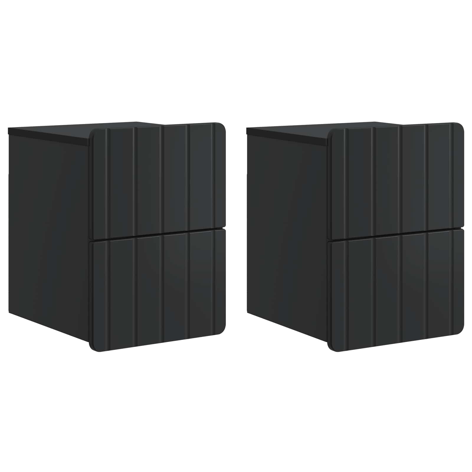Noćni ormarić za montažu na zid 2 pcs Crna 33 x 34,5 x 43 cm