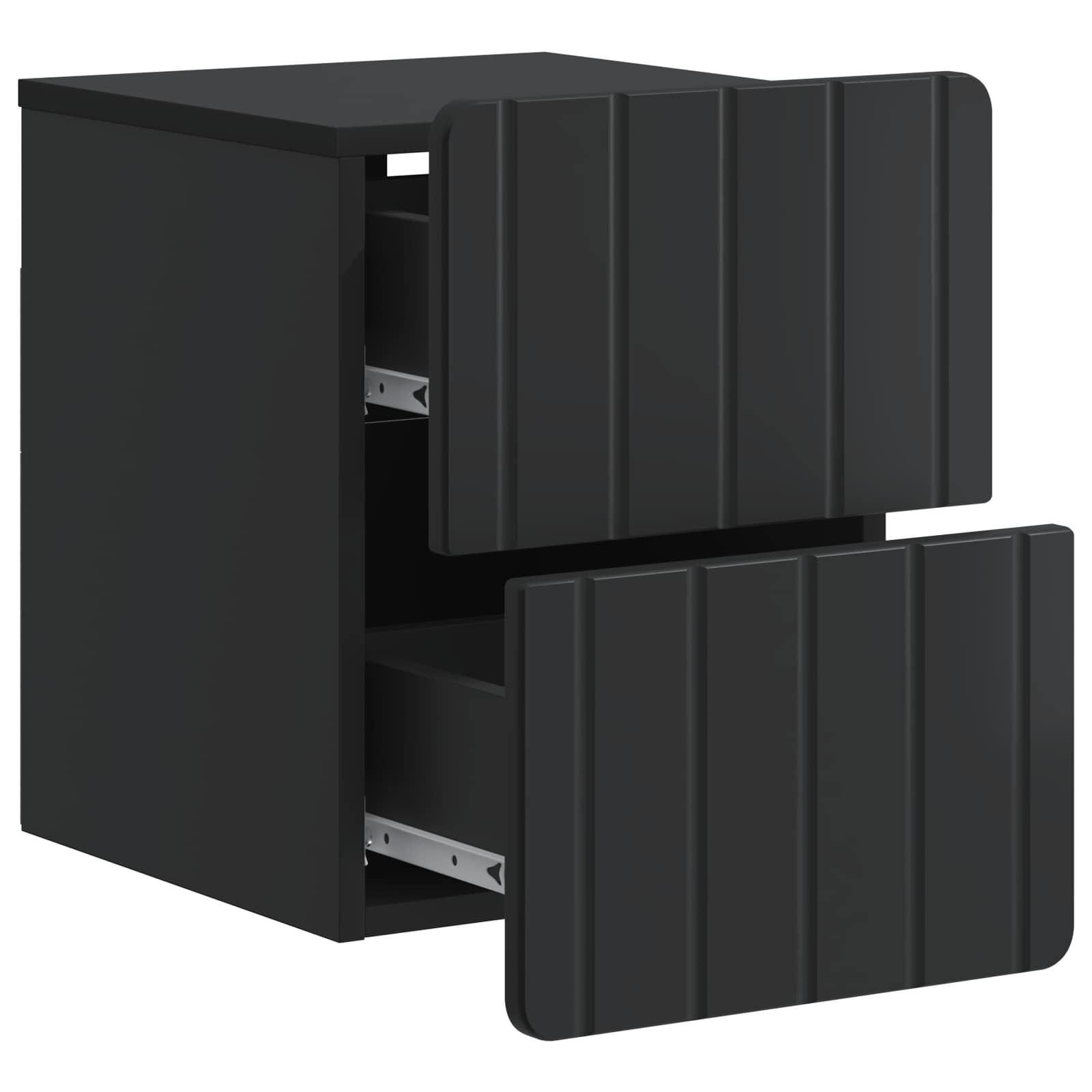 Noćni ormarić za montažu na zid 2 pcs Crna 33 x 34,5 x 43 cm