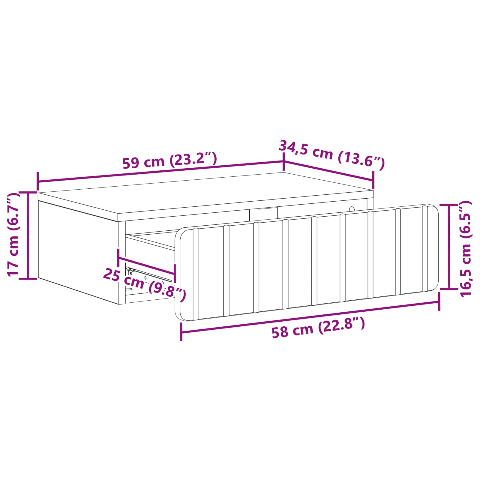 Stolna montirana na zid Crna 59 x 34,5 x 17 cm
