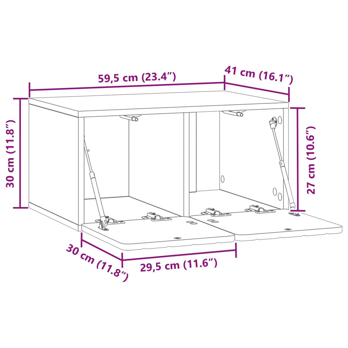 TV ormar za zid Zidne Crna 59,5 x 41 x 30 cm Konstruirano drvo