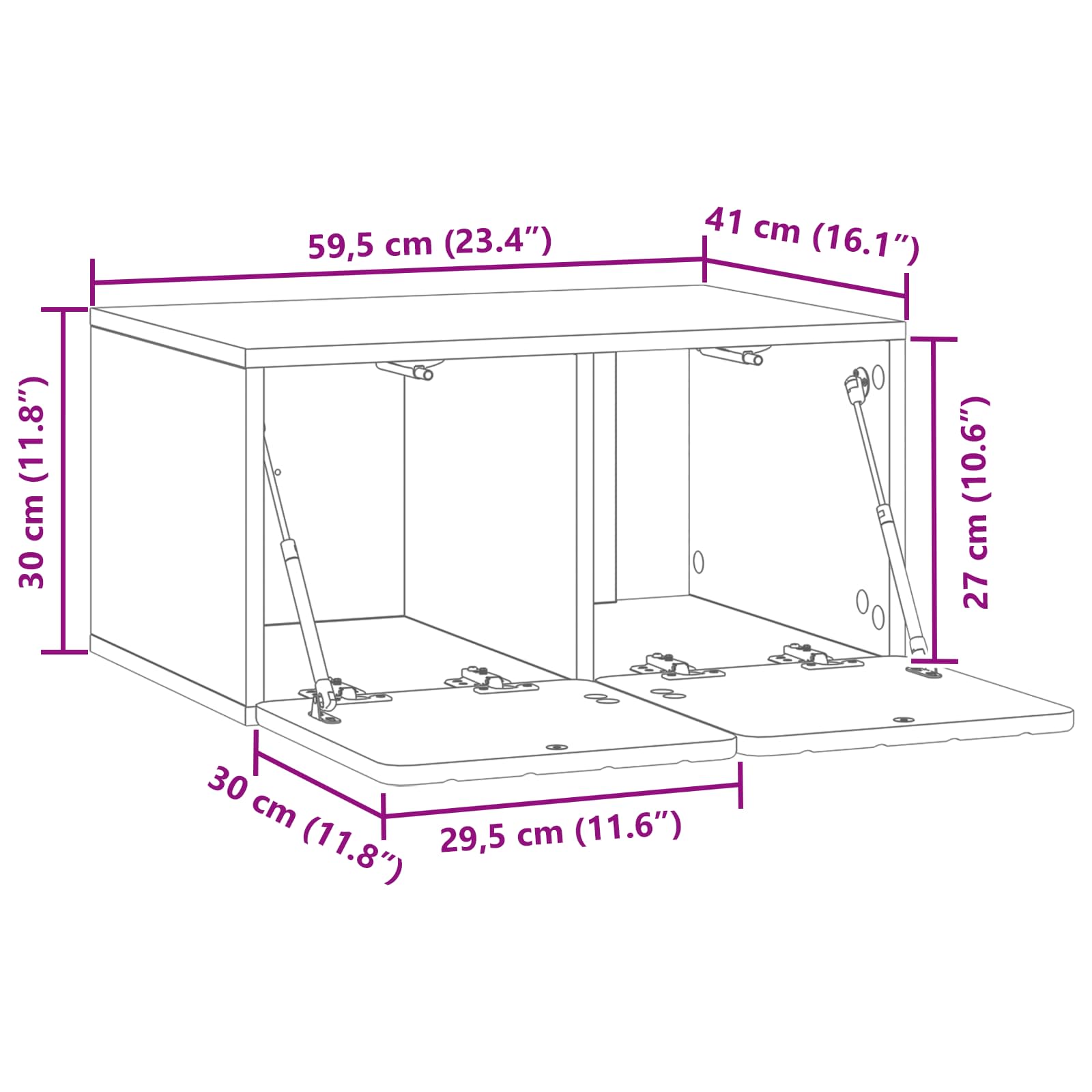TV ormar za zid Zidne Hrast sonoma 59,5 x 41 x 30 cm
