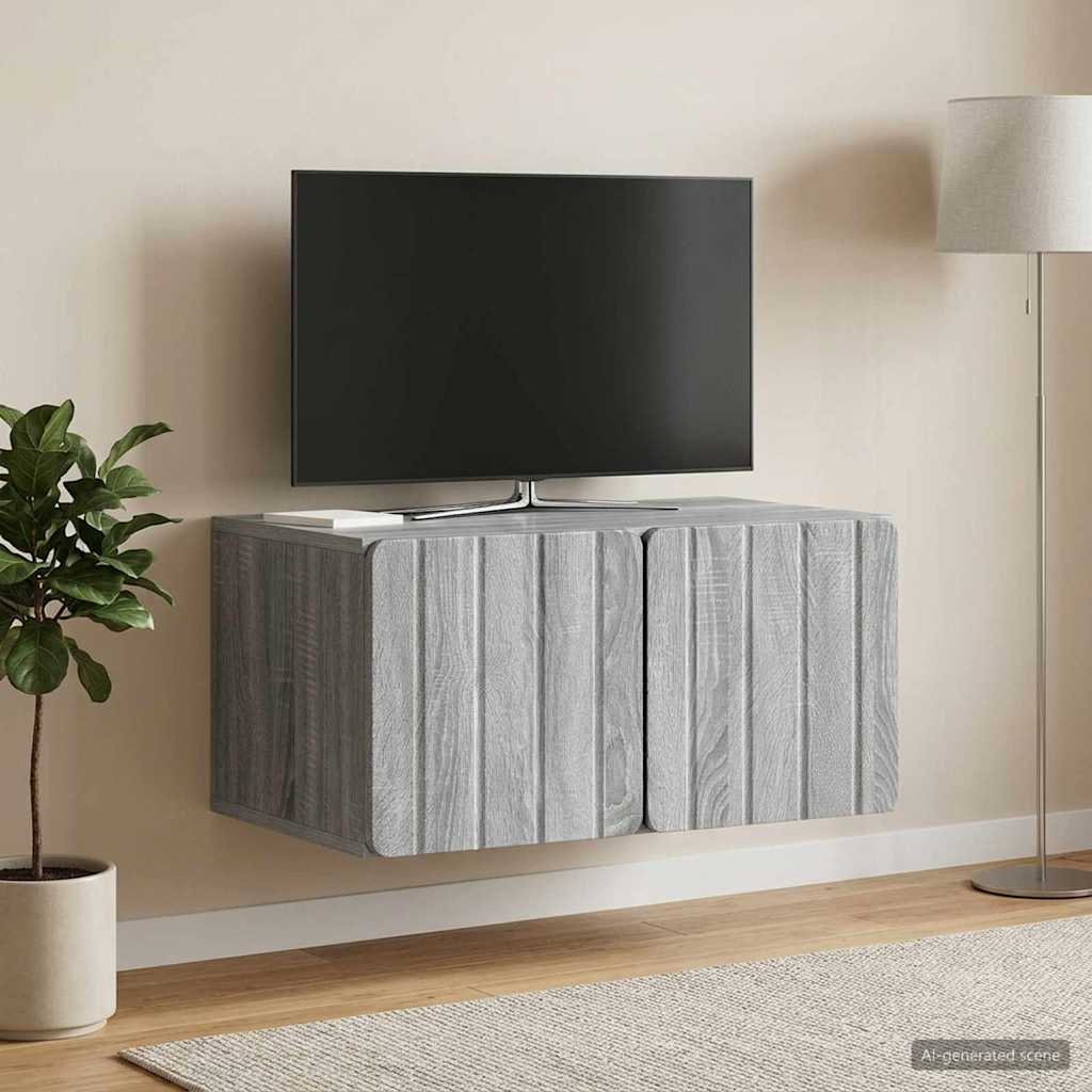 TV ormar za zid 59,5 x 41 x 30 cm Siva Sonoma Konstruirano drvo