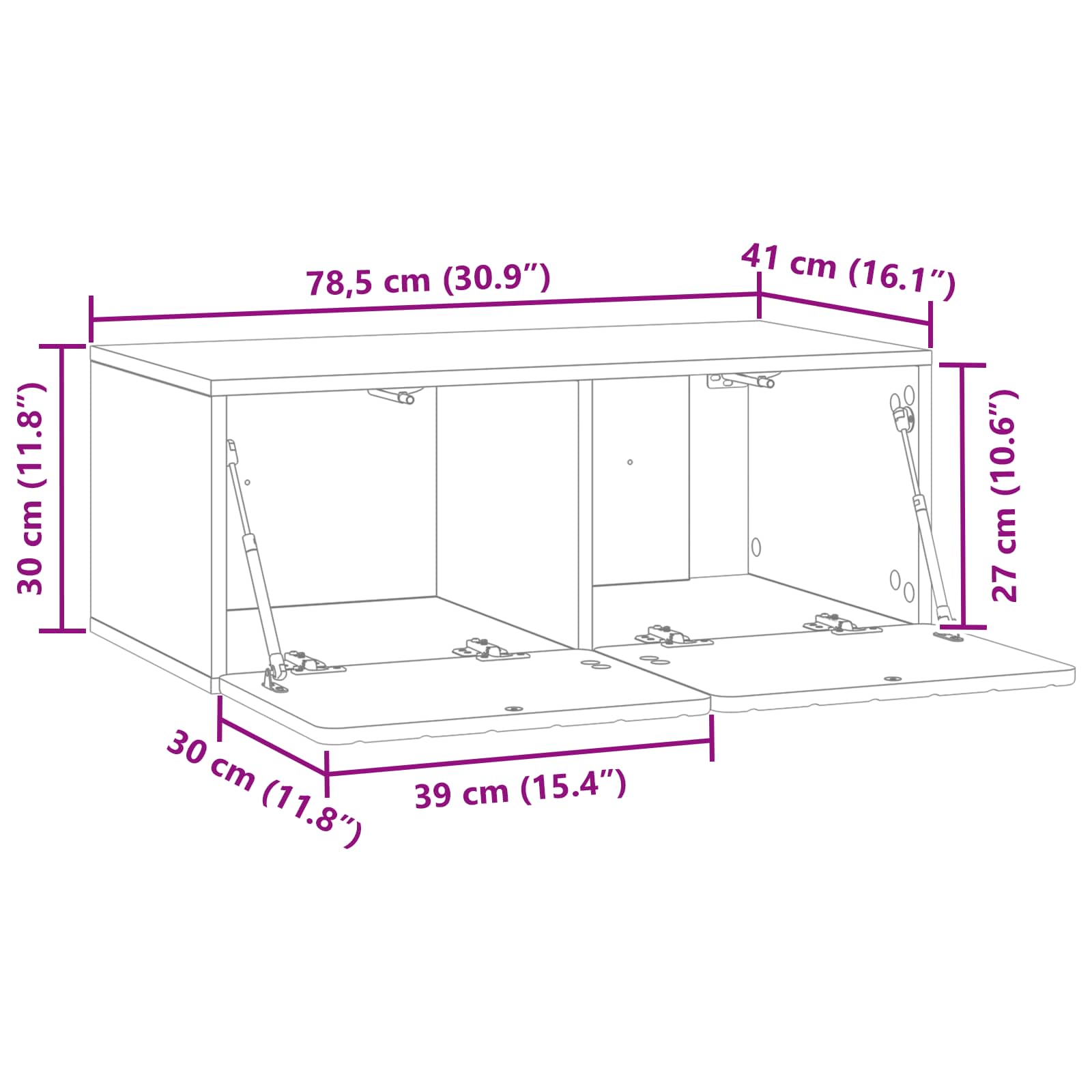 TV ormar za zid Zidne Betonska siva 78,5 x 41 x 30 cm