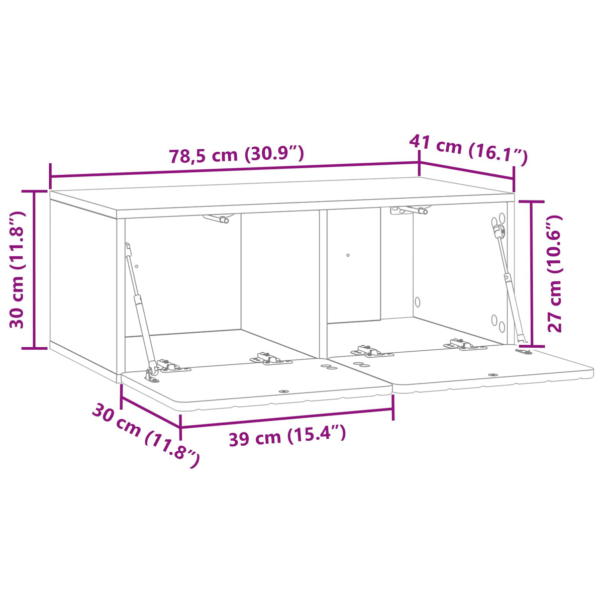 TV ormar za zid 78,5 x 41 x 30 cm Betonska siva