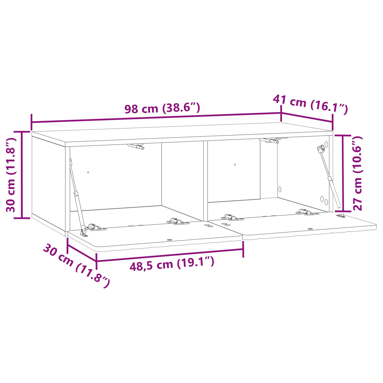 TV ormar za zid Hrast artisan 98 x 41 x 30 cm Konstruirano drvo