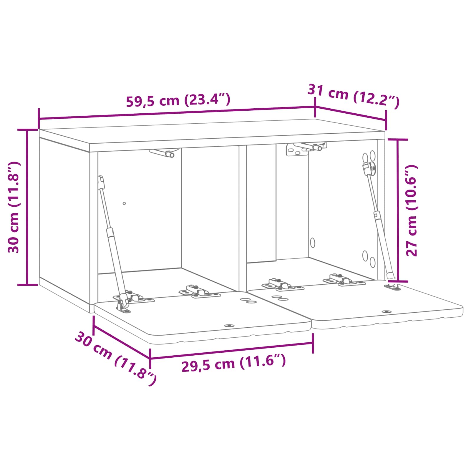 TV ormar za zid Staro drvo 59,5 x 31 x 30 cm Konstruirano drvo