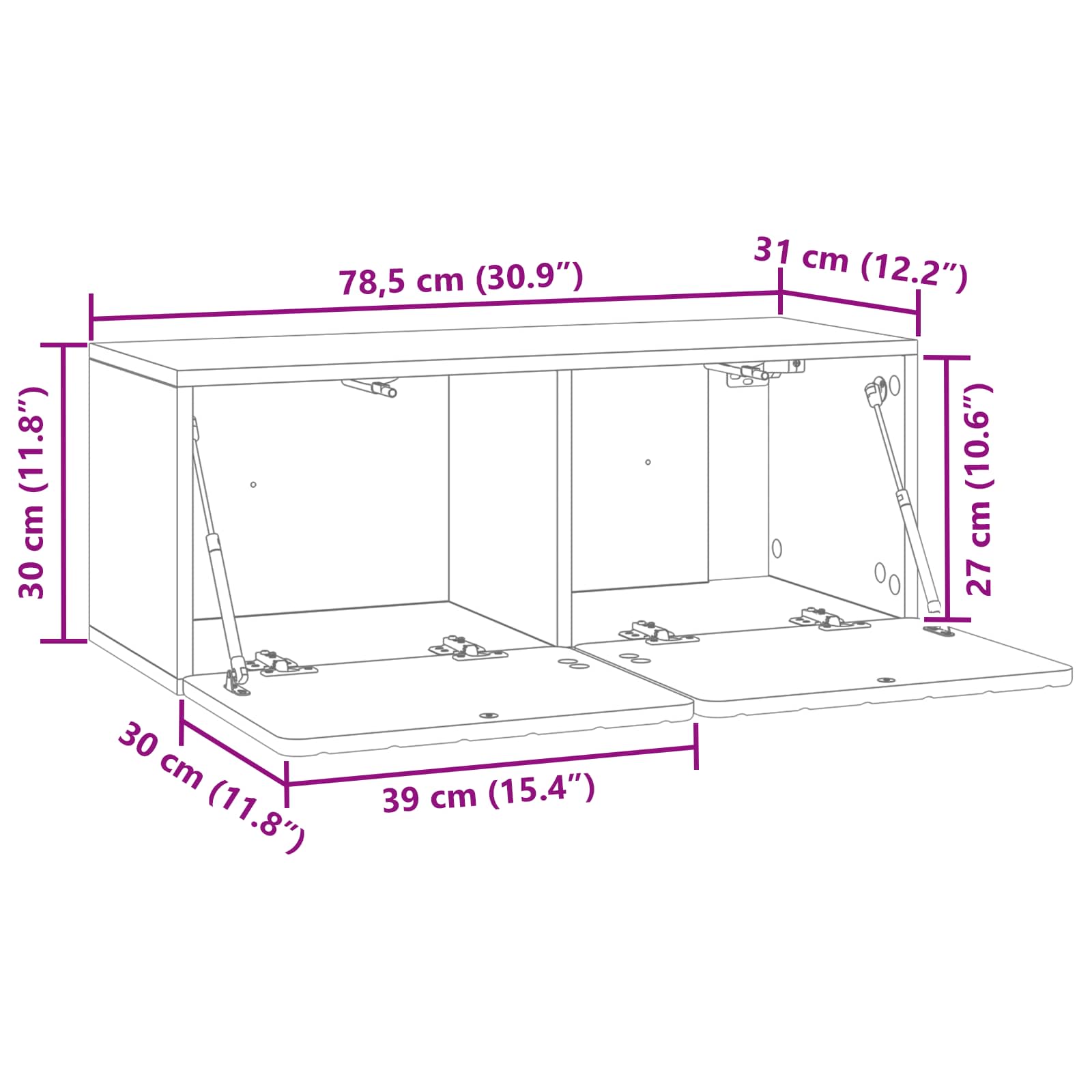 TV ormar za zid Bijela 78,5 x 31 x 30 cm Konstruirano drvo