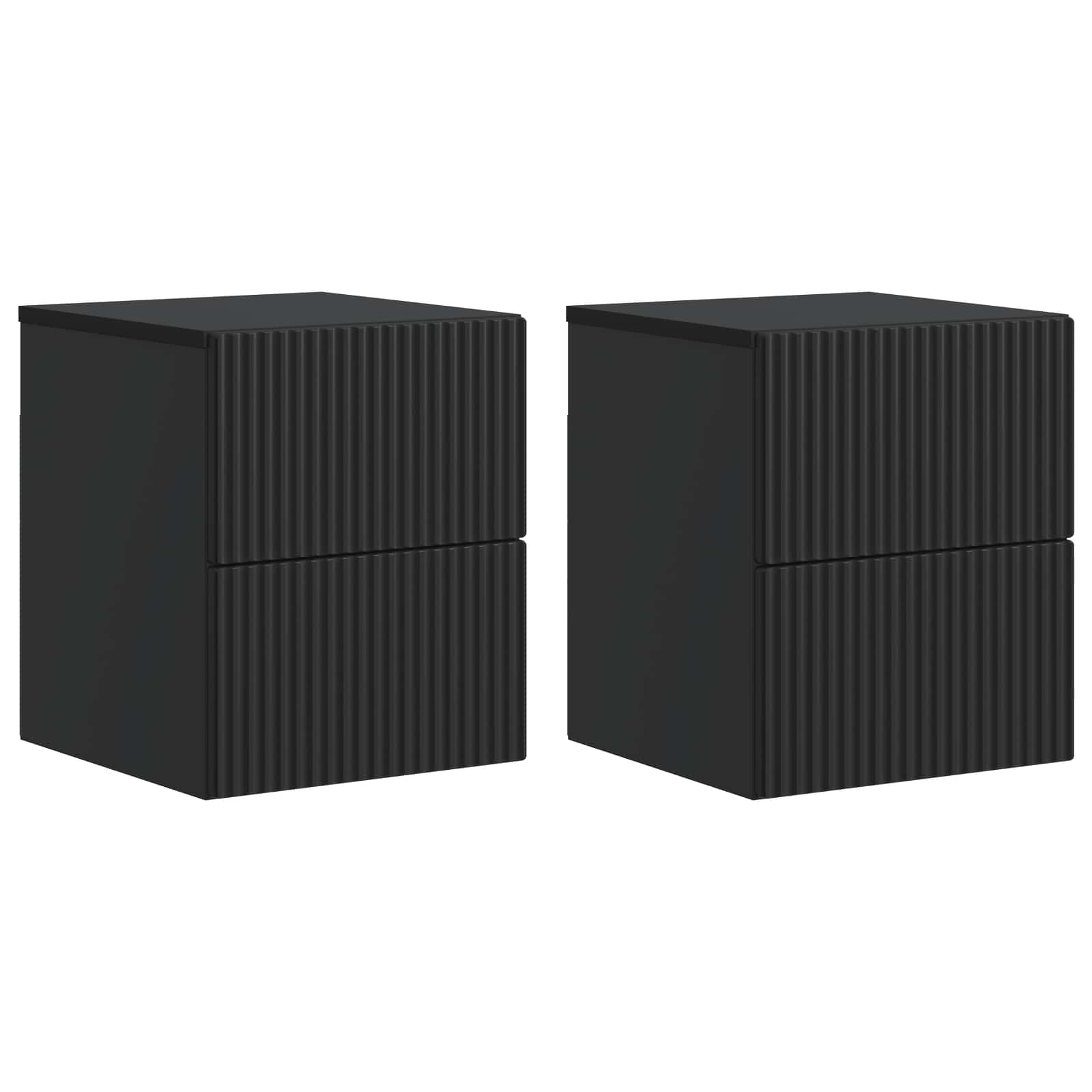 Noćni ormarić za montažu na zid 2 pcs Crna 33 x 34,5 x 40 cm