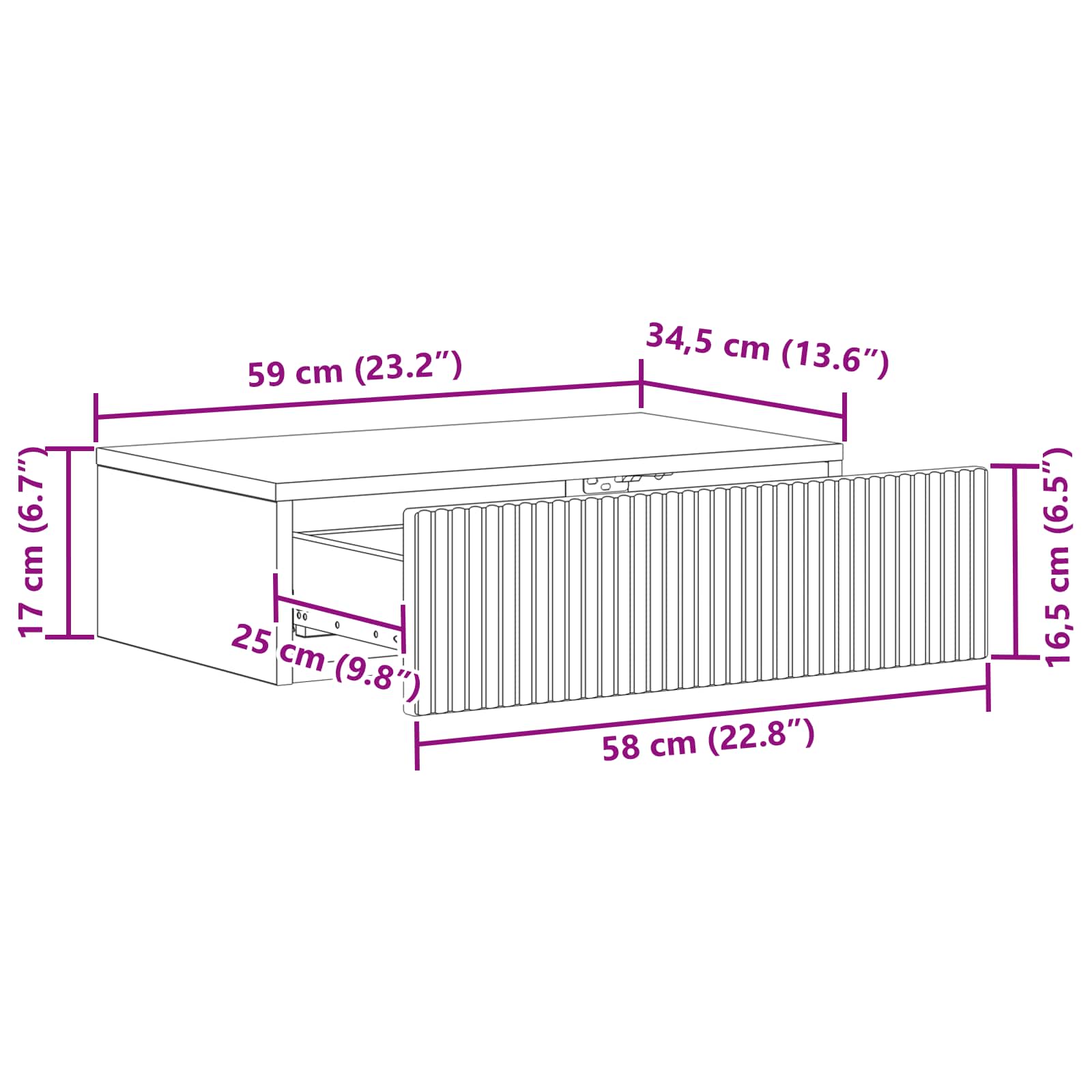 Stolna montirana na zid Staro drvo 59 x 34,5 x 17 cm