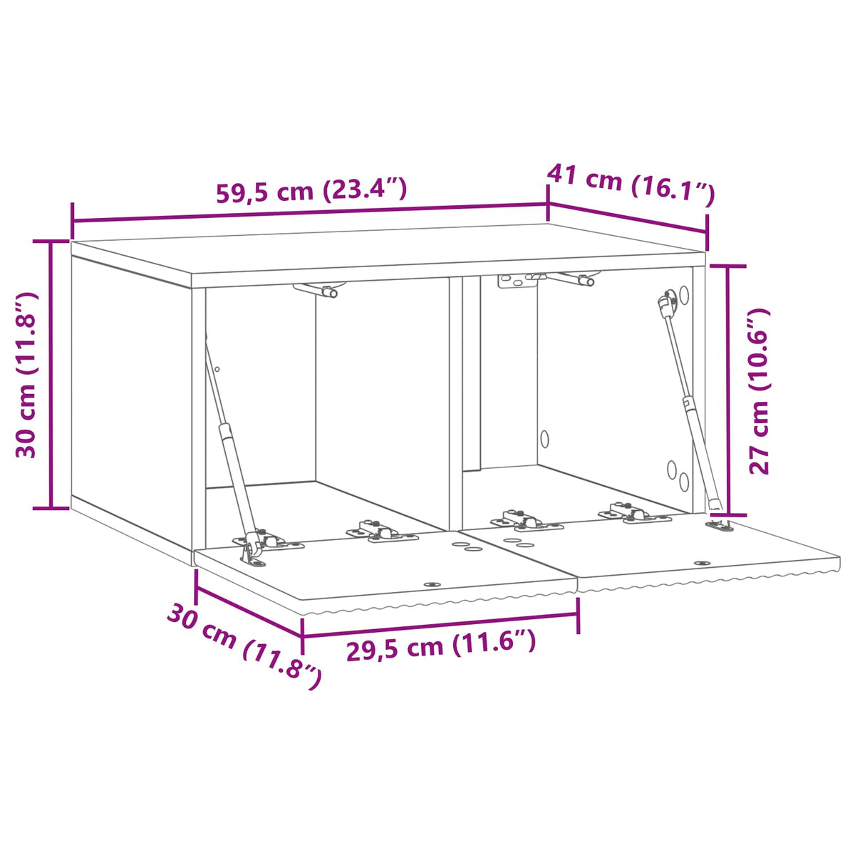 TV ormar za zid Staro drvo 59,5 x 41 x 30 cm Konstruirano drvo