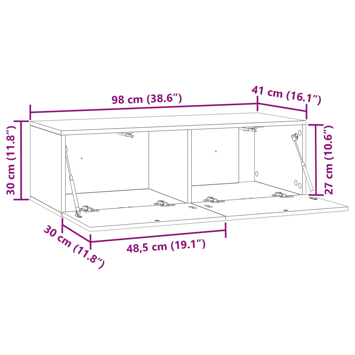 TV ormar za zid Staro drvo 98 x 41 x 30 cm Konstruirano drvo