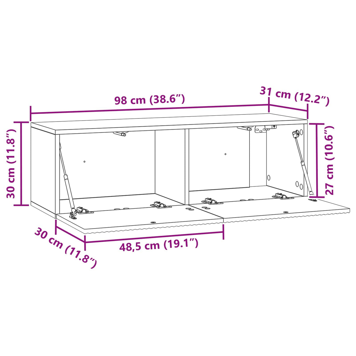 TV ormar za zid 98 x 31 x 30 cm Hrast sonoma Konstruirano drvo