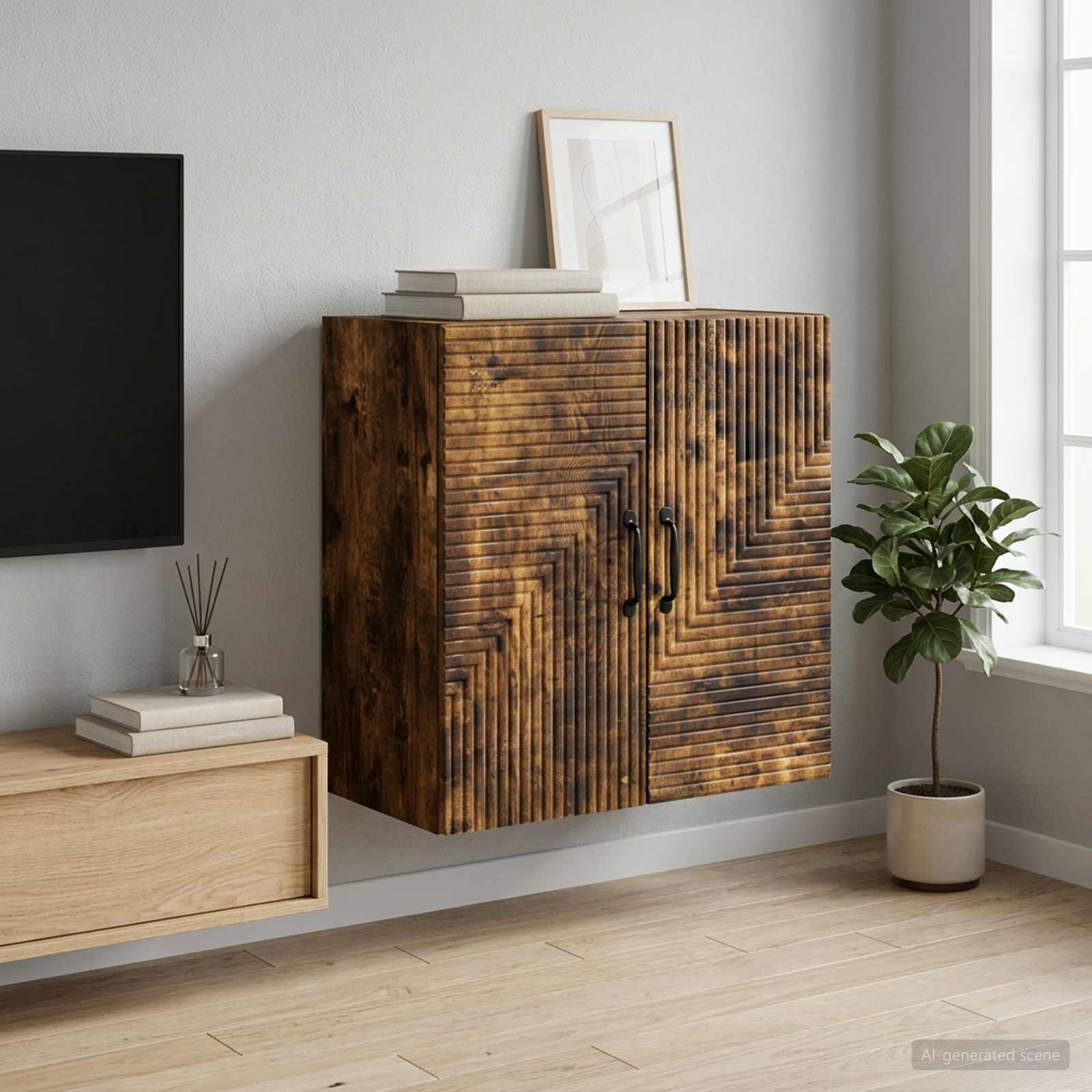 Ormar za montažu na zid Dimljeni hrast 59 x 31 x 60 cm