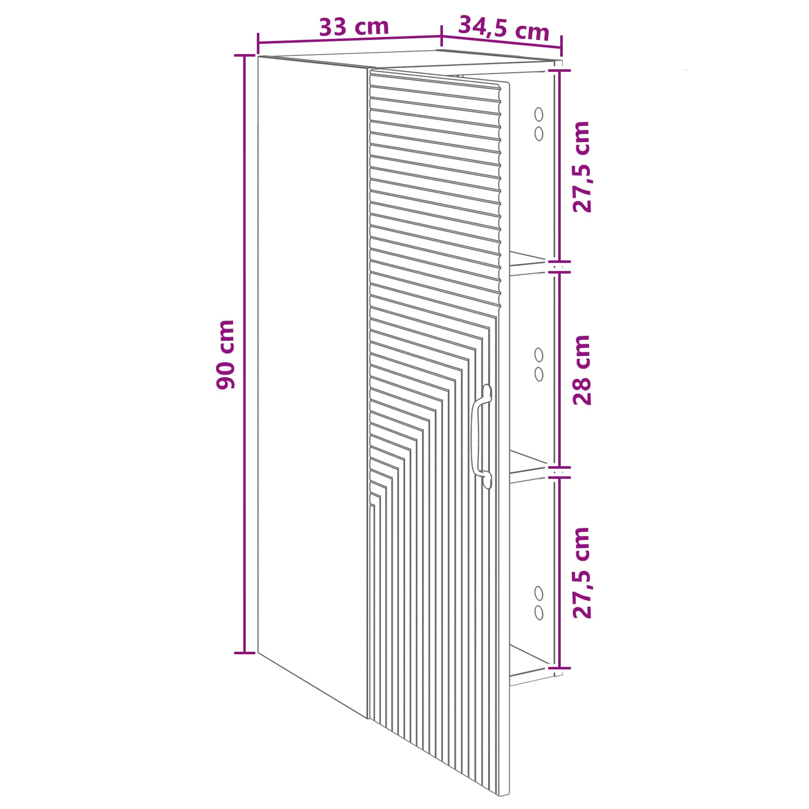 Ormar za montažu na zid Bijela visokog sjaja 33 x 34,5 x 90 cm