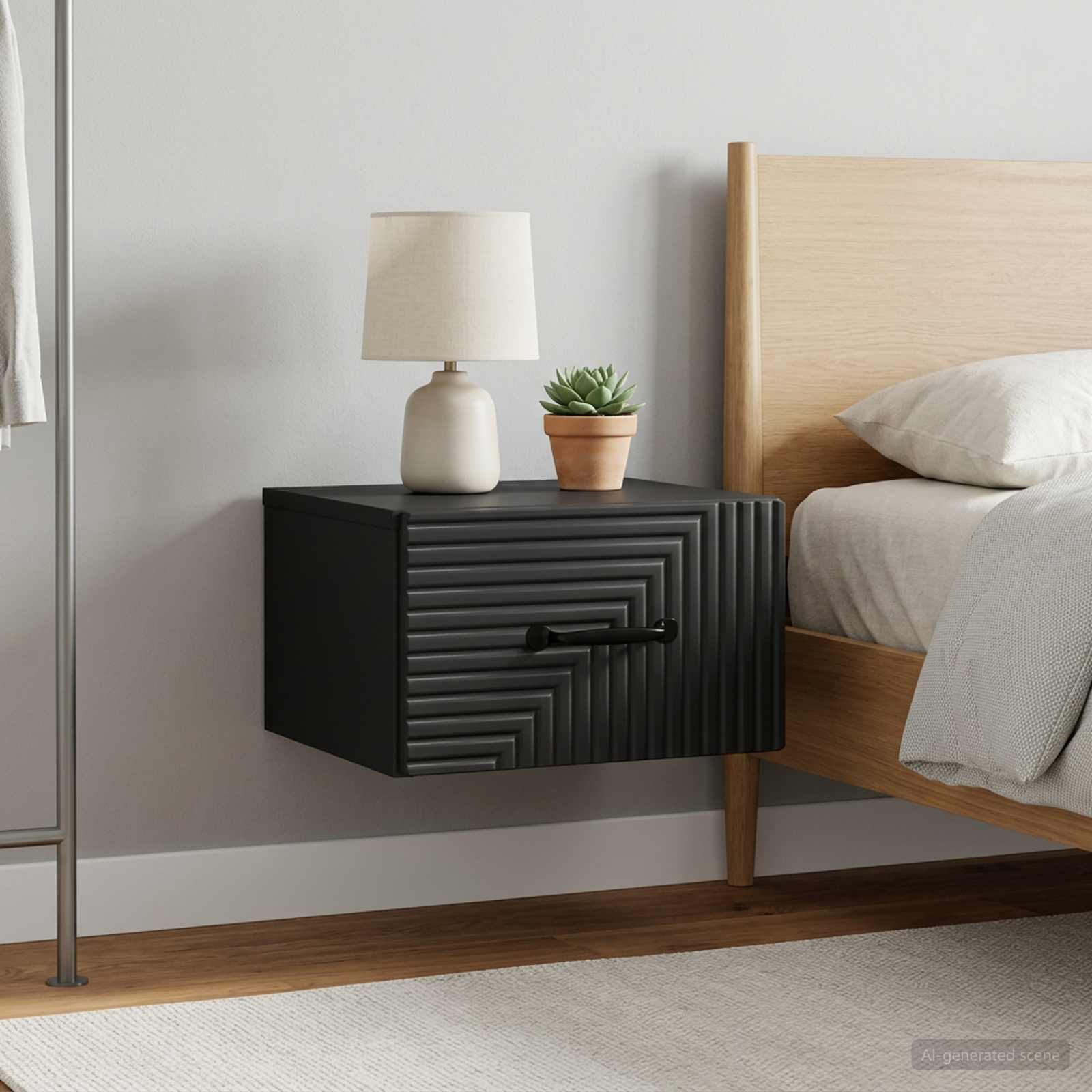 Noćni ormarić za montažu na zid 2 pcs Crna 34,5 x 33 x 20 cm