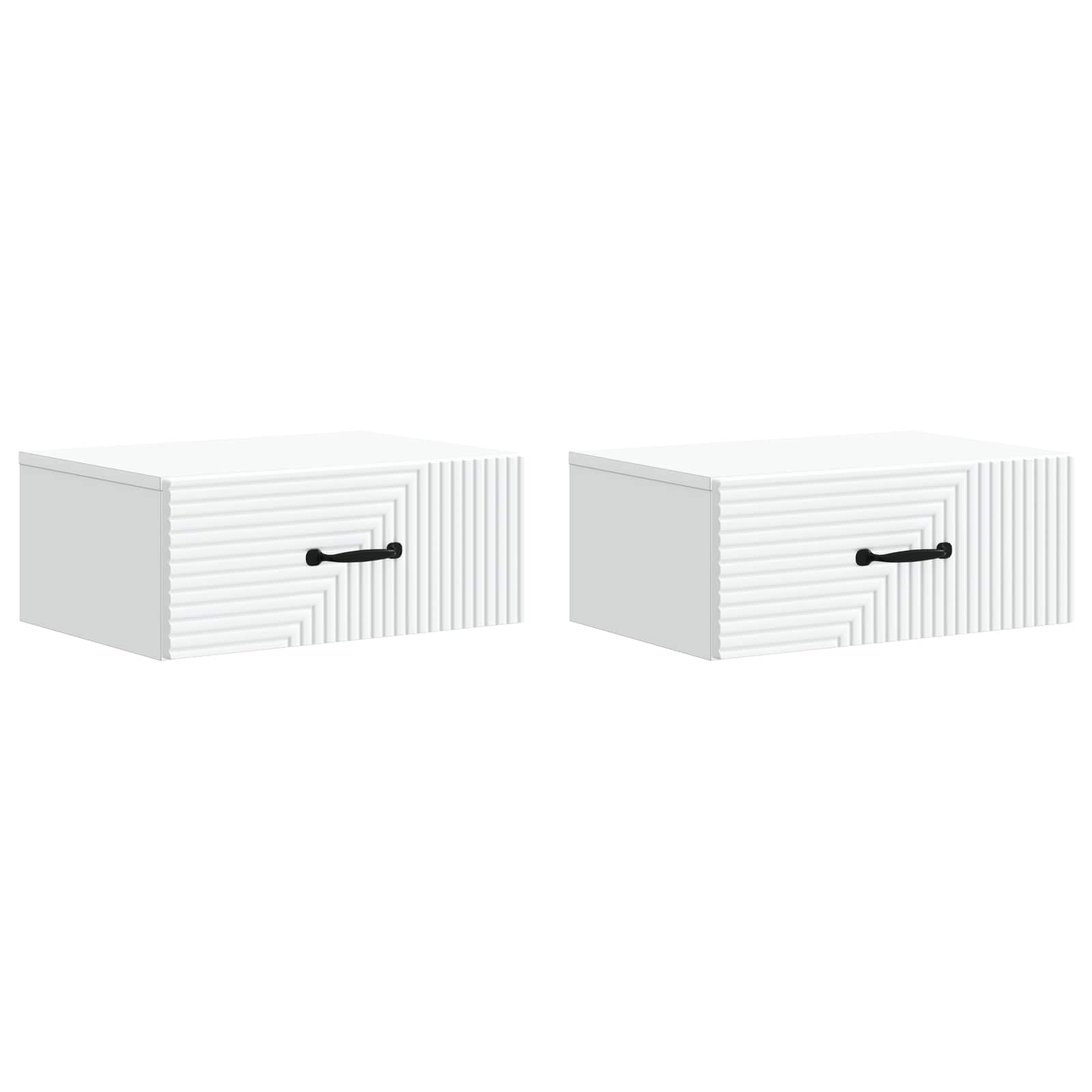 Noćni ormarić za montažu na zid 2 pcs Bijela 49 x 34,5 x 20 cm