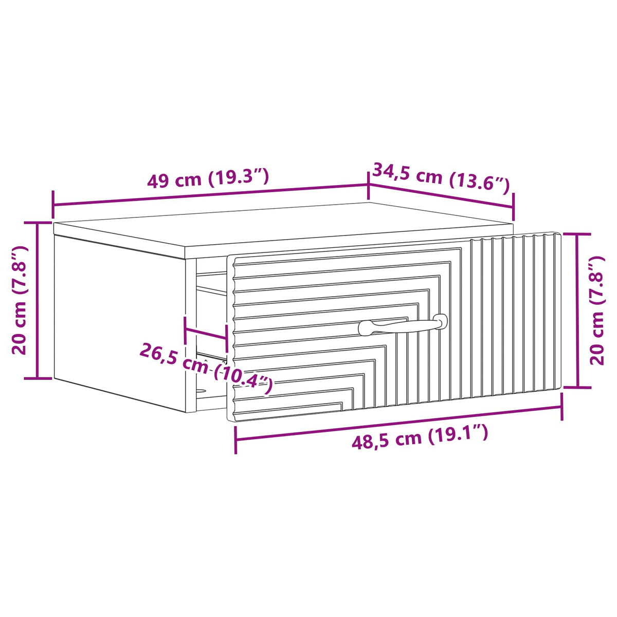 Noćni ormarić za montažu na zid 2 pcs Crna 49 x 34,5 x 20 cm