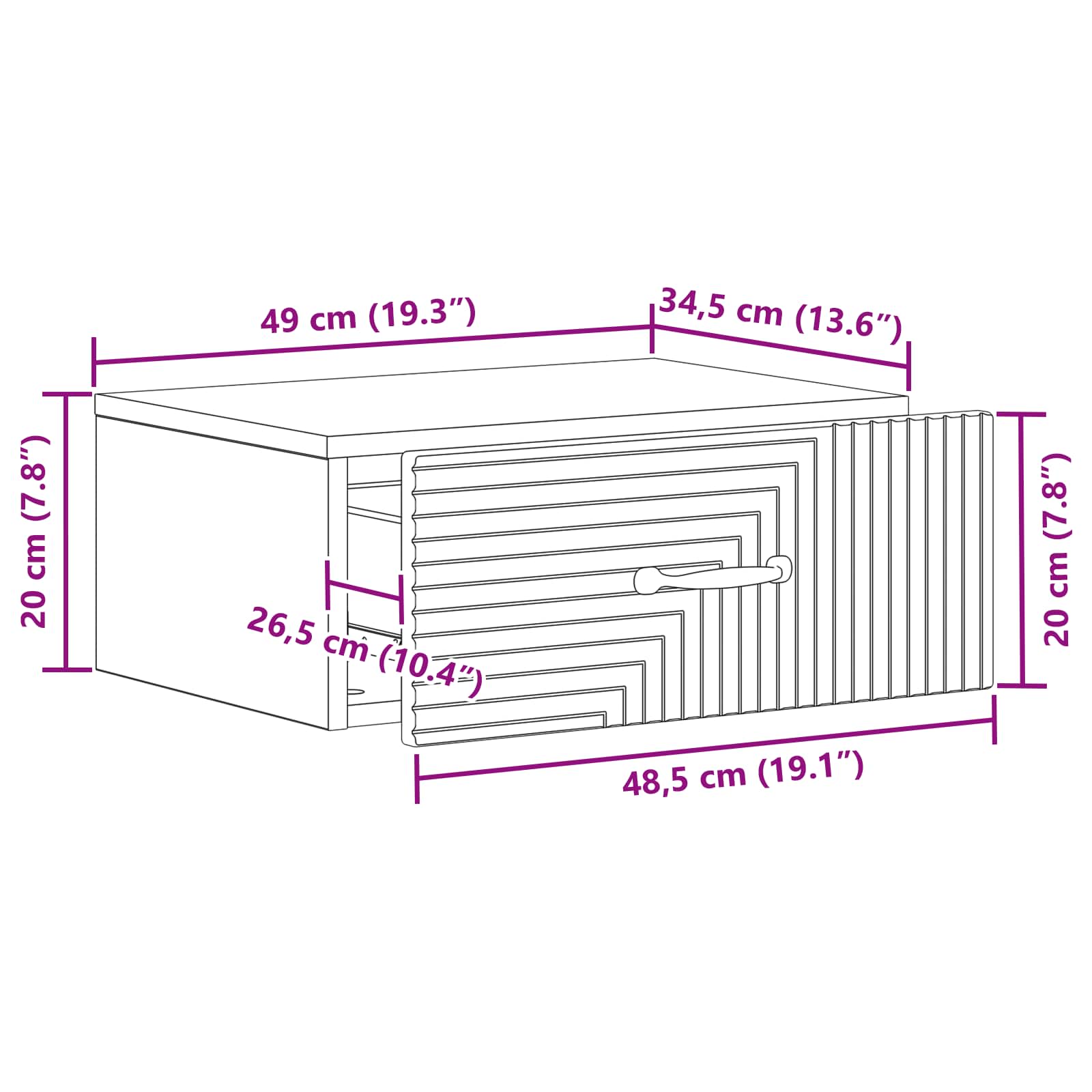 Noćni ormarić za montažu na zid 2 pcs Crna 49 x 34,5 x 20 cm