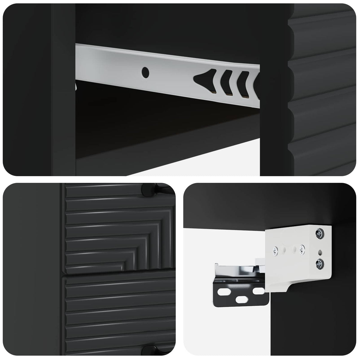 Noćni ormarić za montažu na zid 2 pcs Crna 34,5 x 33 x 40 cm