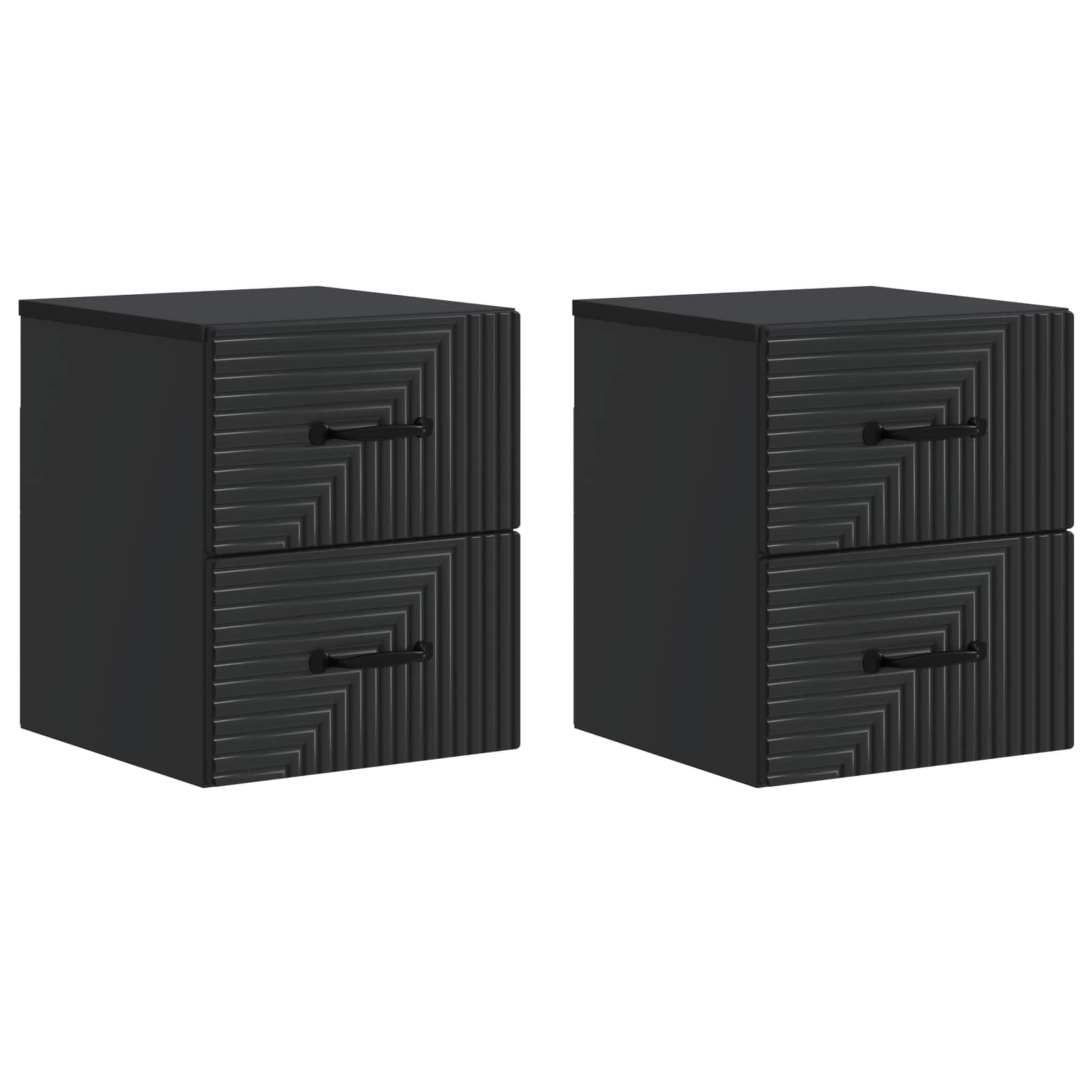Noćni ormarić za montažu na zid 2 pcs Crna 34,5 x 33 x 40 cm