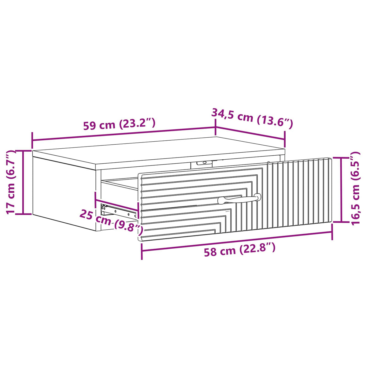 Stolna montirana na zid 59 x 34,5 x 17 cm Konstruirano drvo