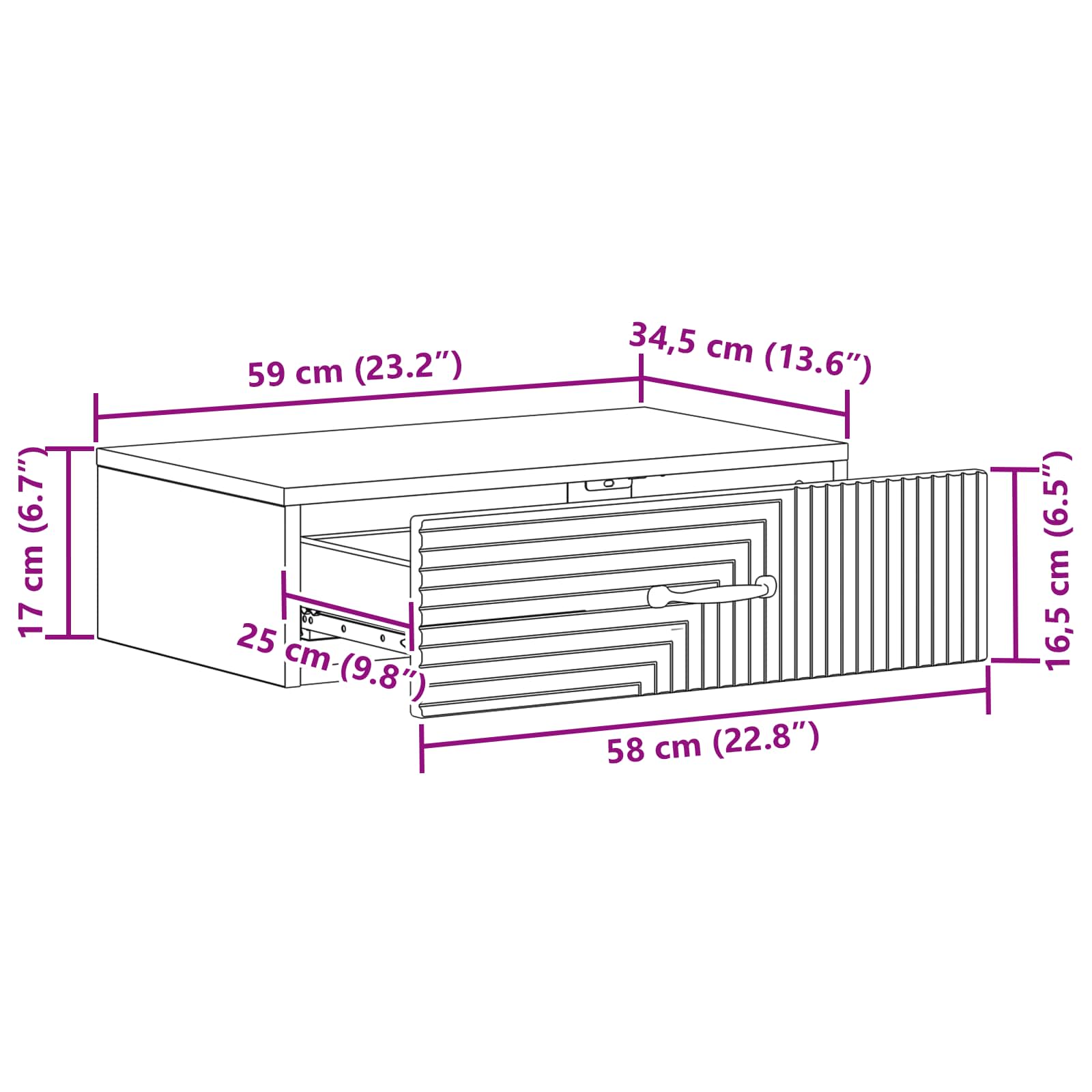 Stolna montirana na zid Staro drvo 59 x 34,5 x 17 cm