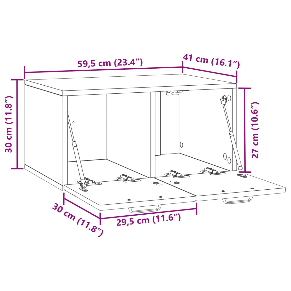 TV ormar za zid Staro drvo 59,5 x 41 x 30 cm Konstruirano drvo