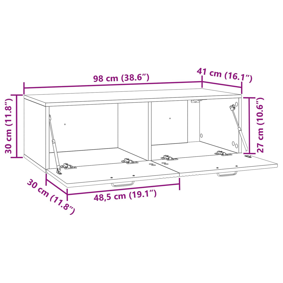 TV ormar za zid Zidne Dimljeni hrast 98 x 41 x 30 cm