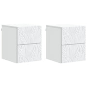 Noćni ormarić za montažu na zid 2 pcs Bijela 34,5 x 33 x 40 cm