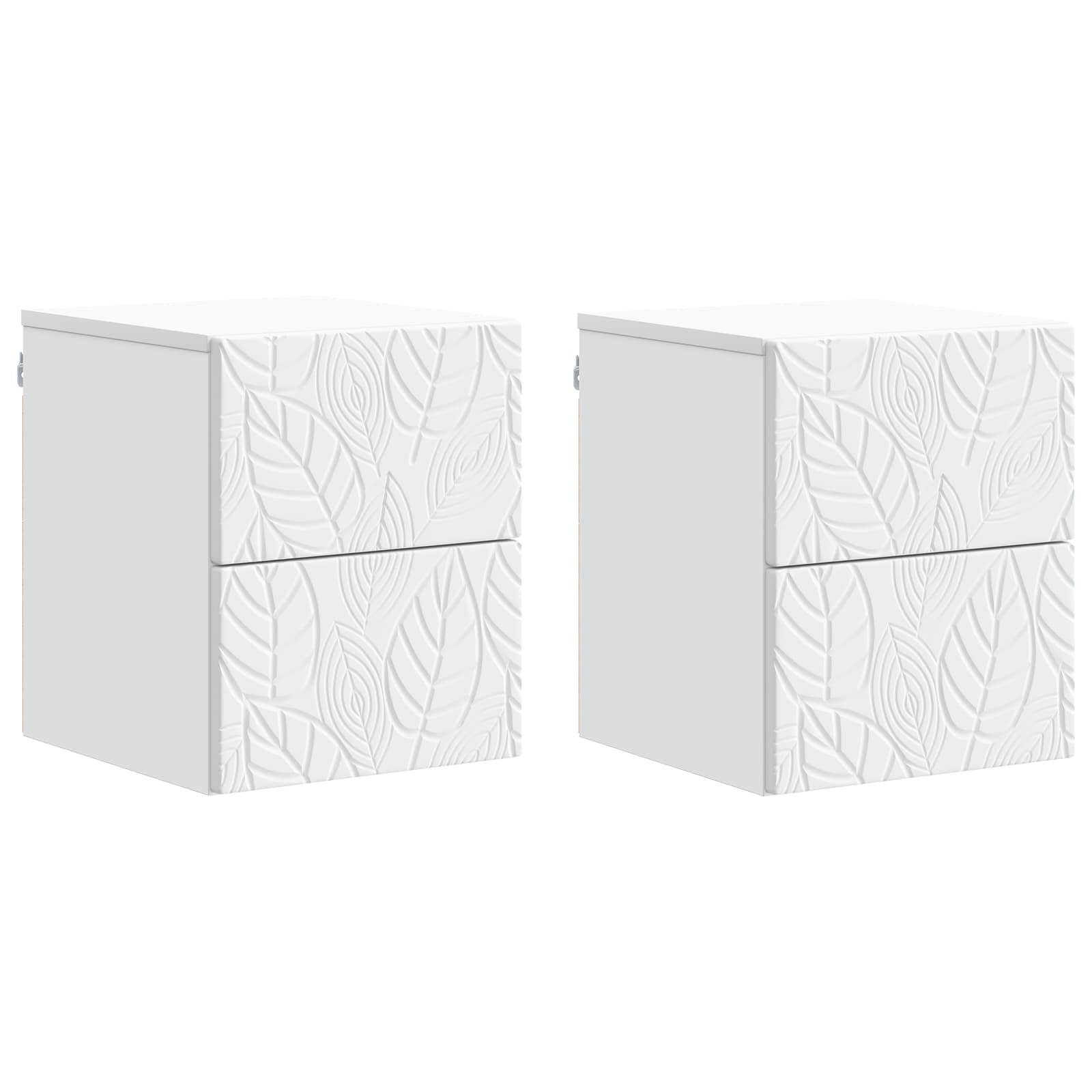 Noćni ormarić za montažu na zid 2 pcs Bijela 34,5 x 33 x 40 cm