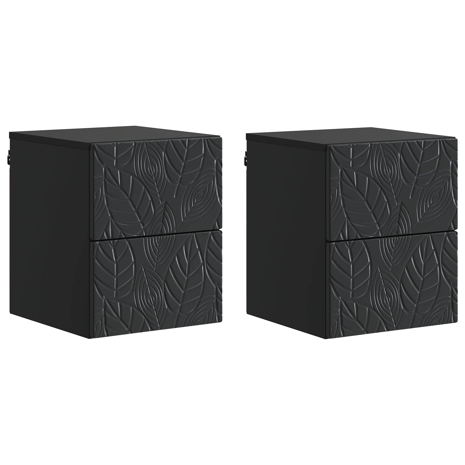 Noćni ormarić za montažu na zid 2 pcs Crna 34,5 x 33 x 40 cm