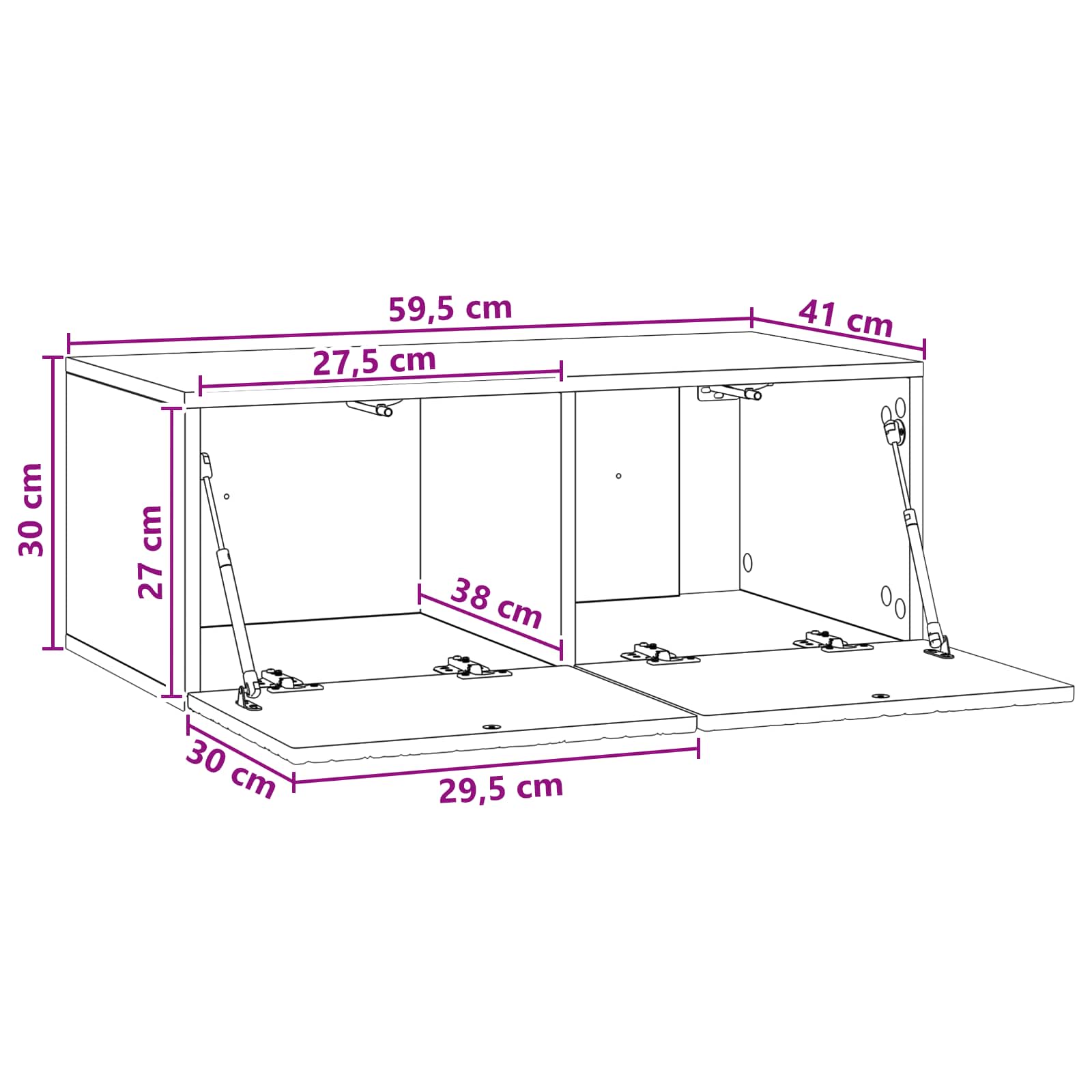 TV ormar za zid 59,5 x 41 x 30 cm Dimljeni hrast
