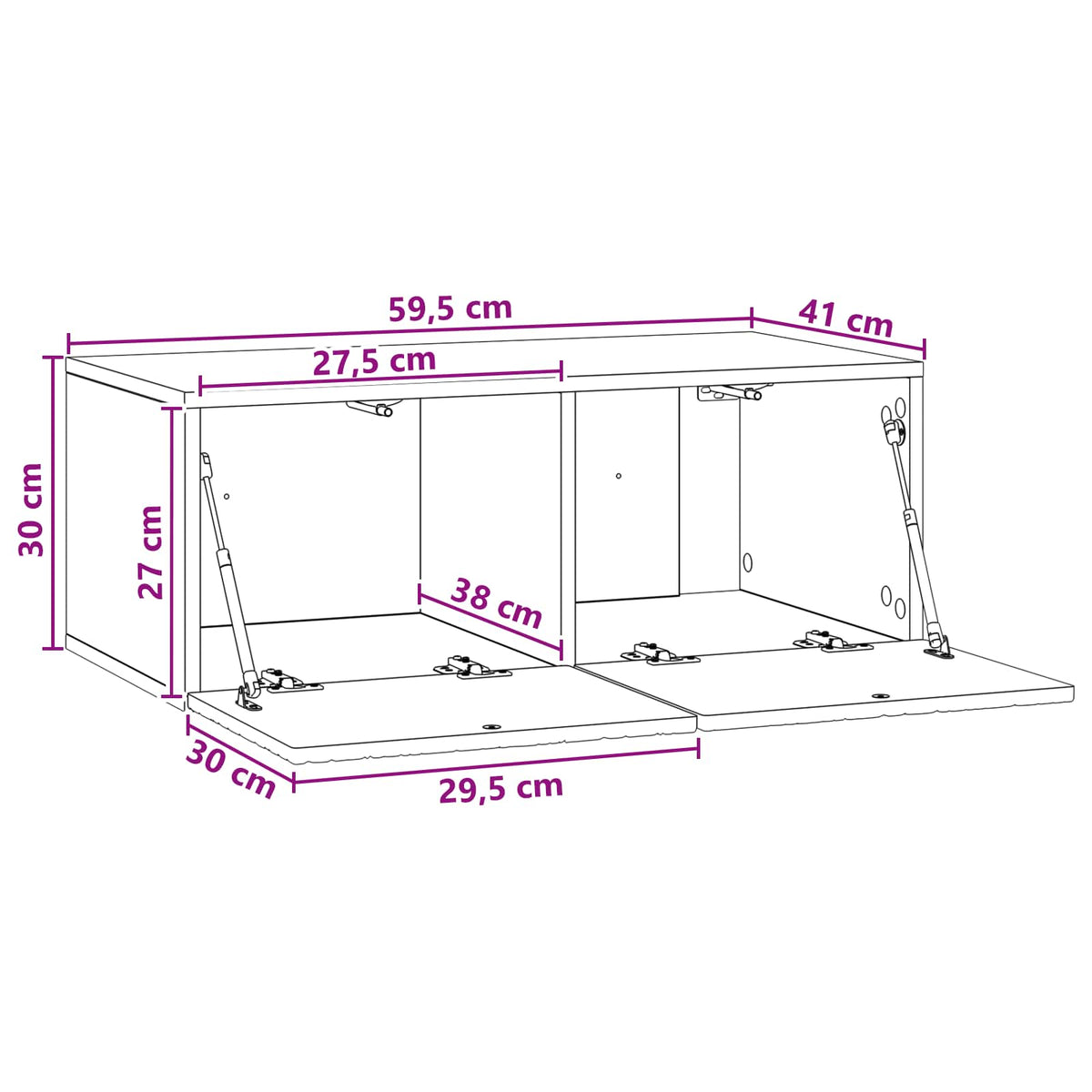 TV ormar za zid 59,5 x 41 x 30 cm Hrast artisan