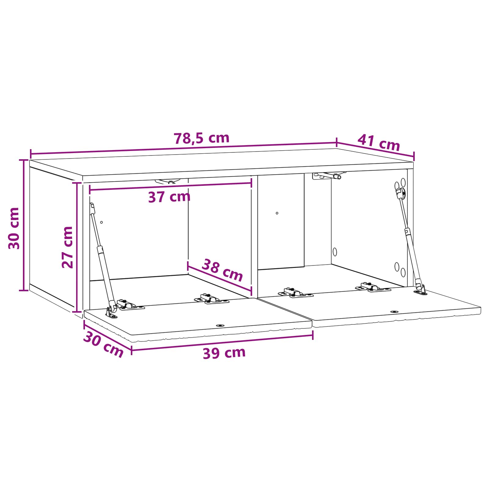 TV ormar za zid 78,5 x 41 x 30 cm Dimljeni hrast