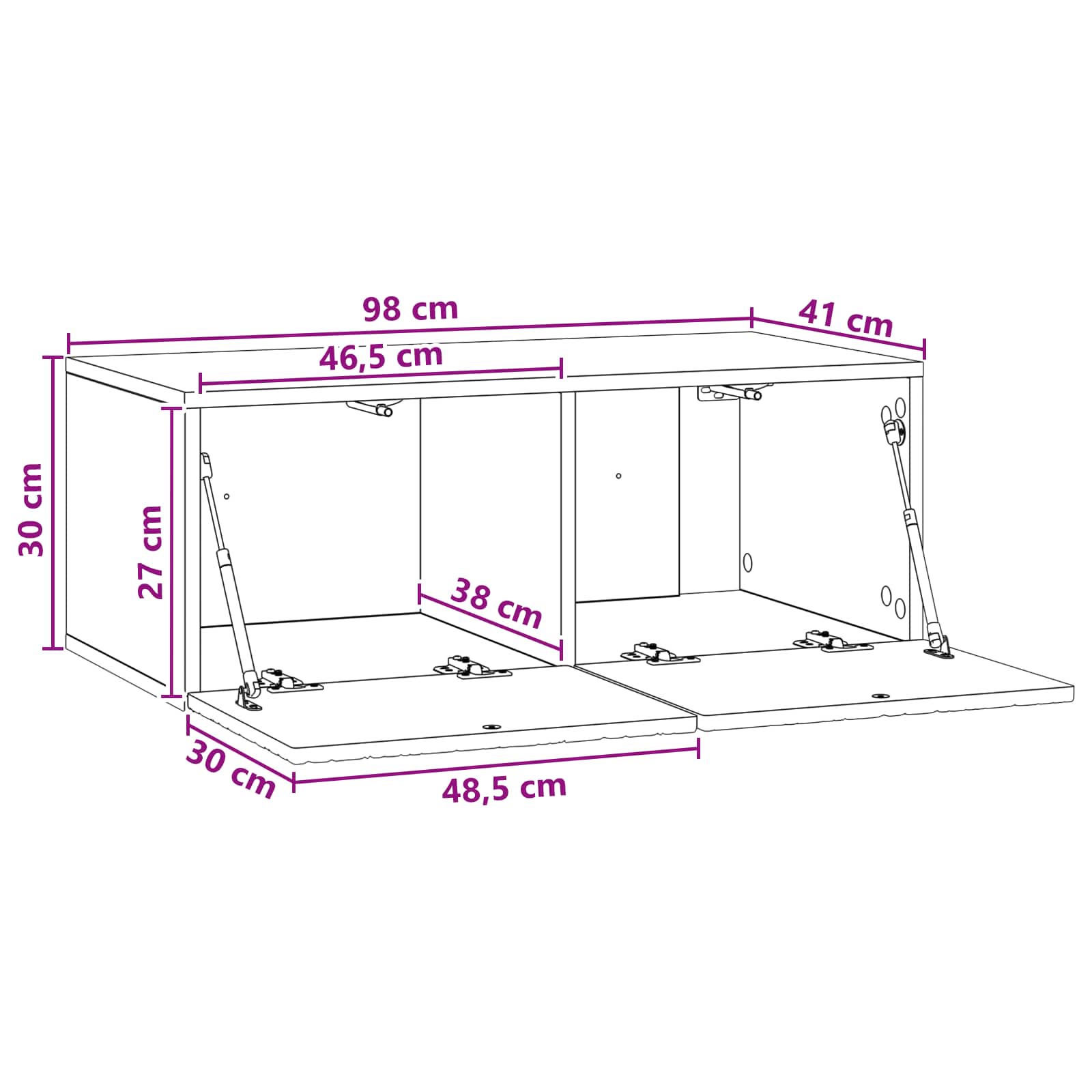 TV ormar za zid 98 x 41 x 30 cm Betonska siva Konstruirano drvo