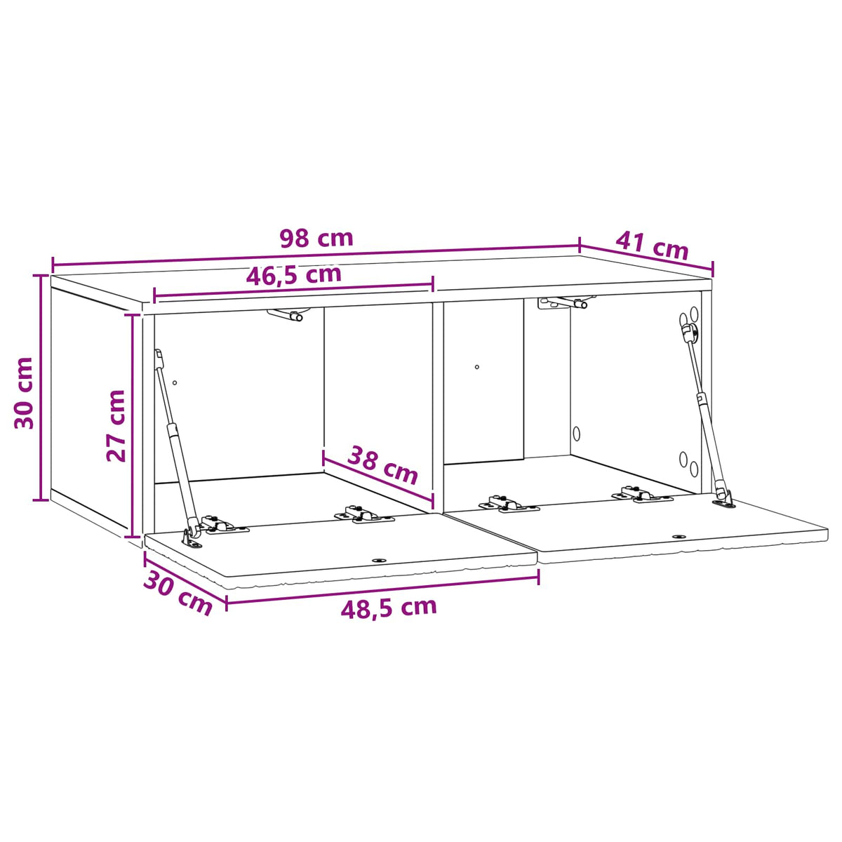 TV ormar za zid 98 x 41 x 30 cm Bijela visokog sjaja