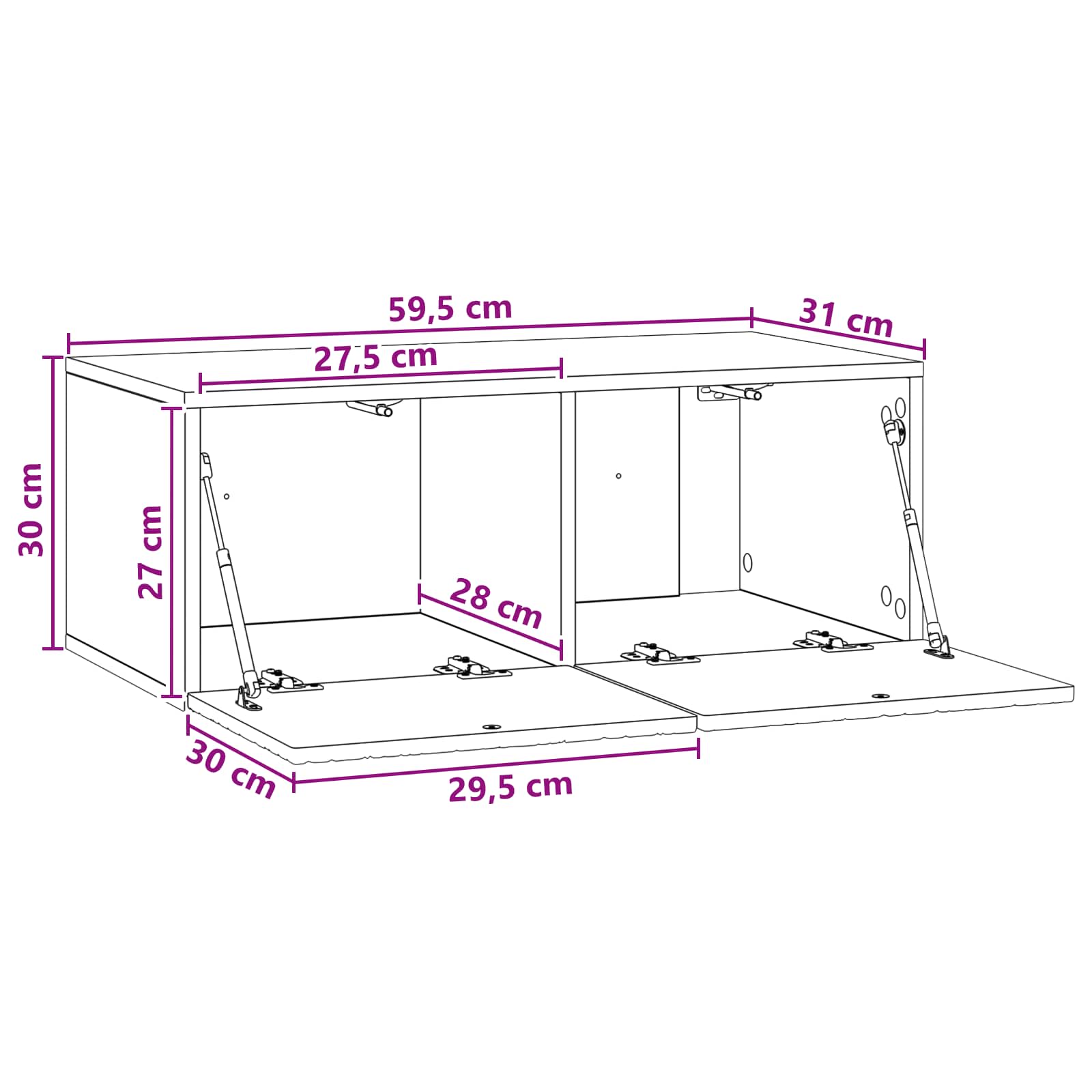 TV ormar za zid 59,5 x 31 cm Betonska siva Konstruirano drvo