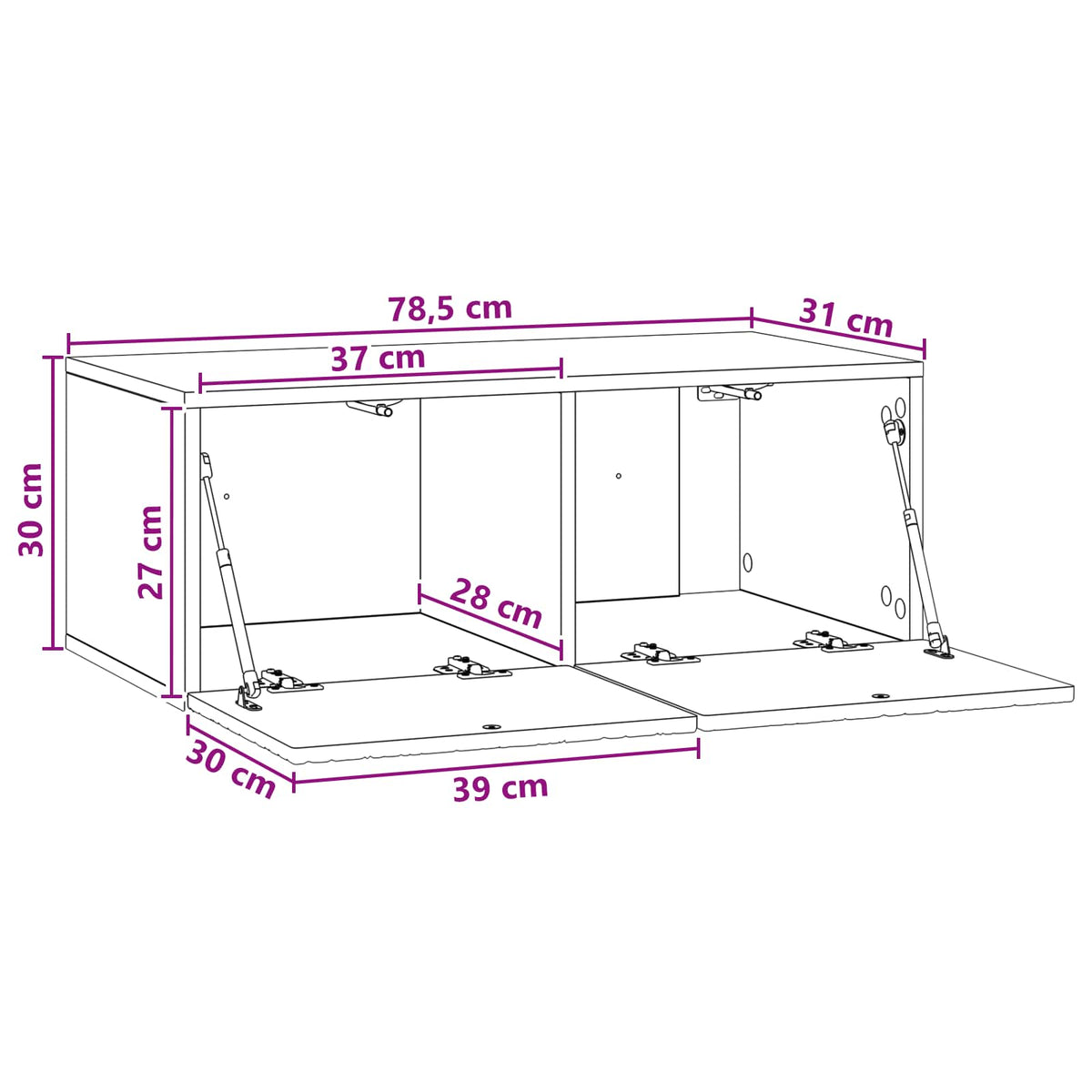 TV ormar za zid 78,5 x 31 cm Bijela Konstruirano drvo Zidne