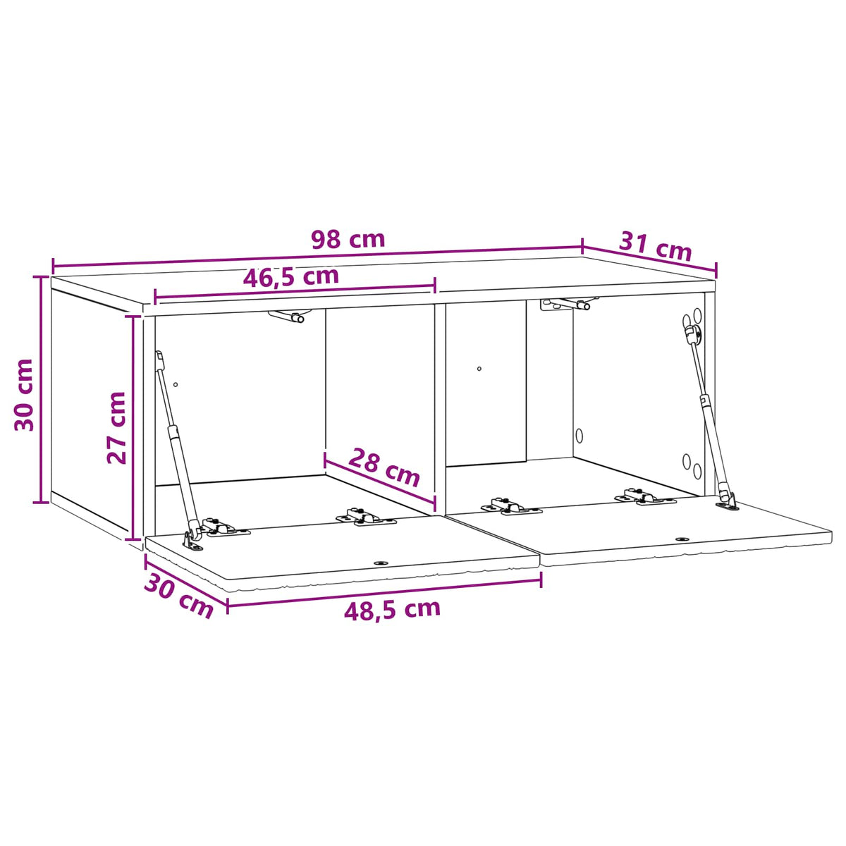 TV ormar za zid 98 x 31 cm Bijela Konstruirano drvo Zidne