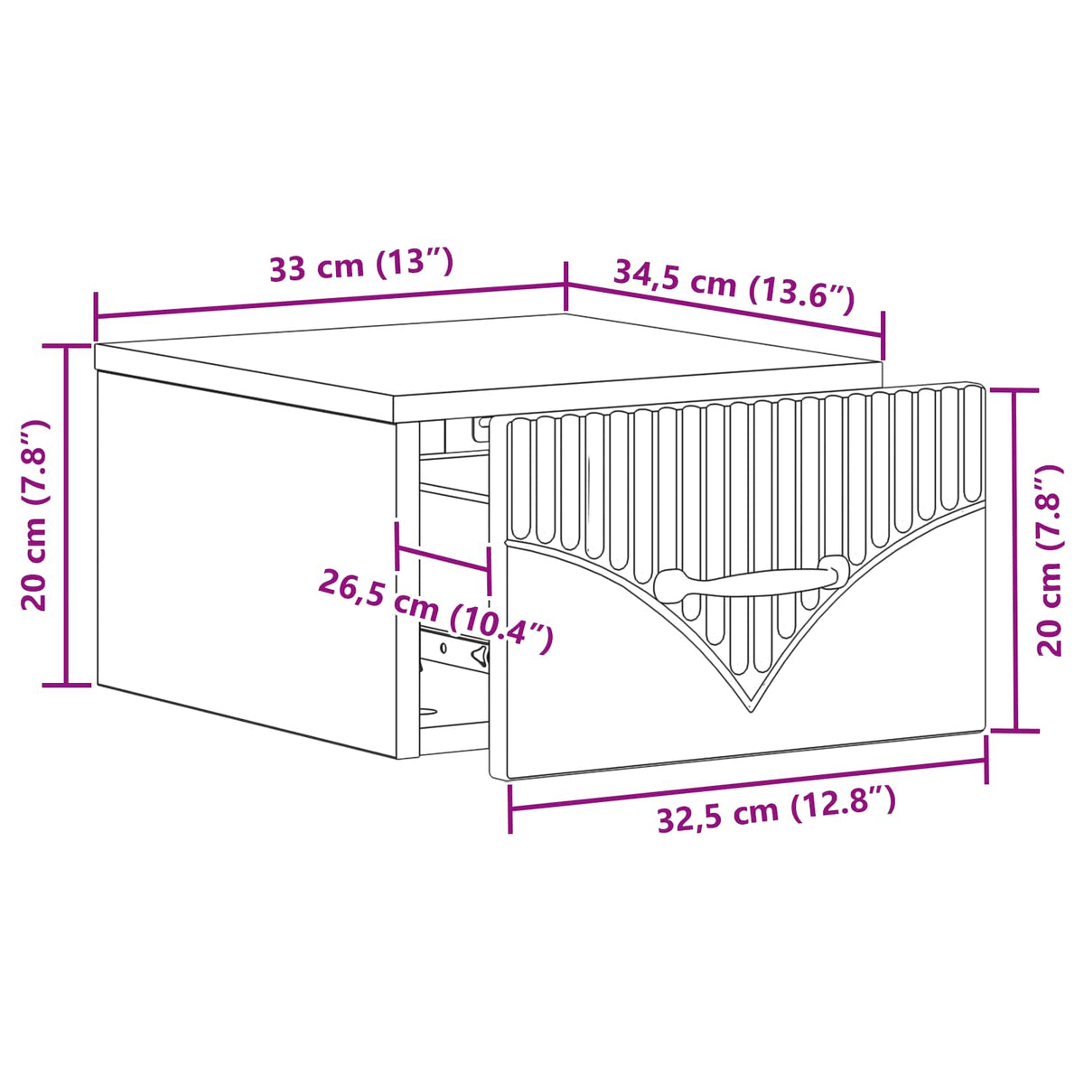Noćni ormarić za montažu na zid 2 pcs Bijela 34,5 x 33 x 20 cm